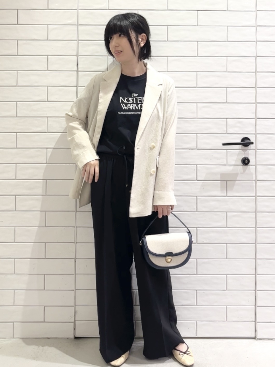 しおりさんの「OPAQUE.CLIP｜【UV／接触冷感】ダブルブレストジャケット《防シワ加工／洗える》」を使ったコーディネート