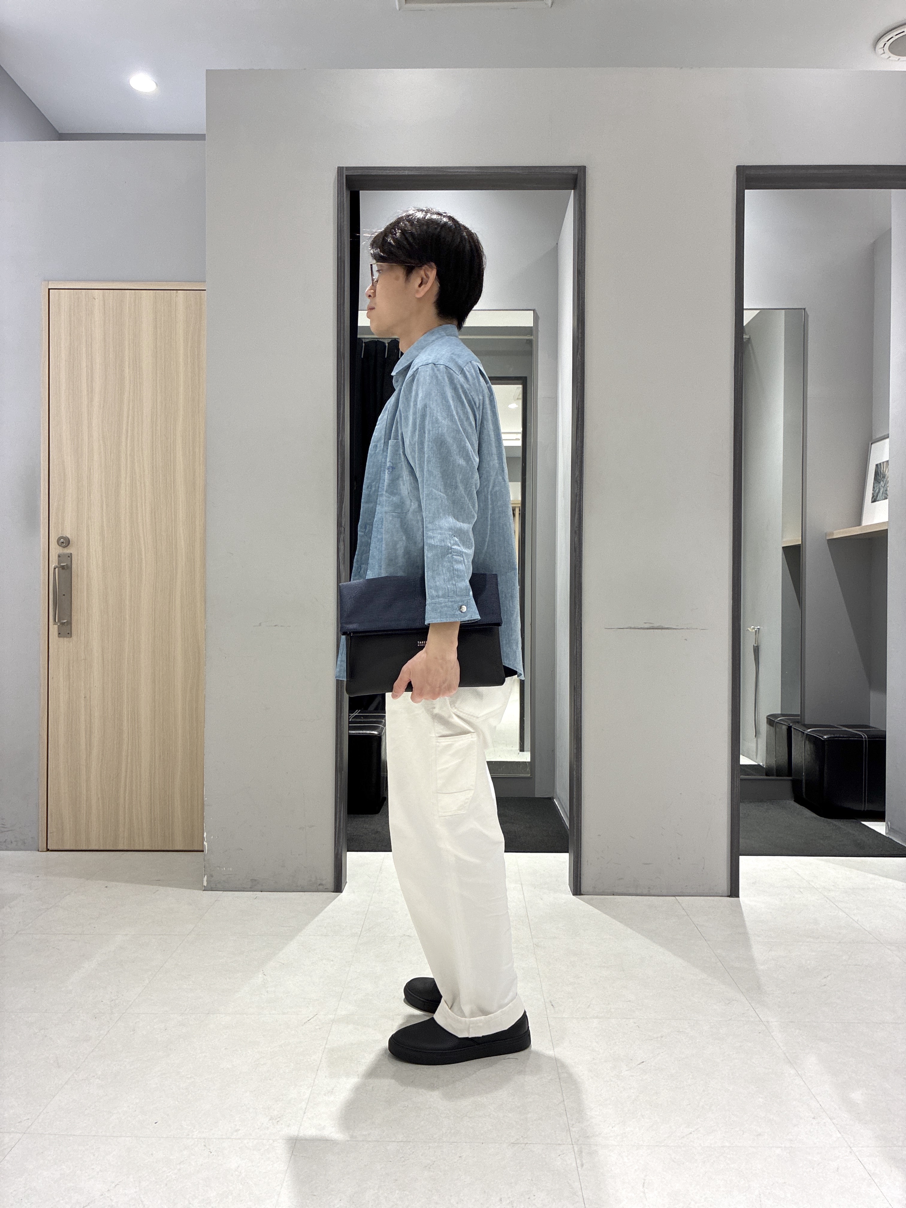 わいずみさんの「TAKEO KIKUCHI｜【接触冷感】ハイブリッド リネン 七分袖シャツ」を使ったコーディネート