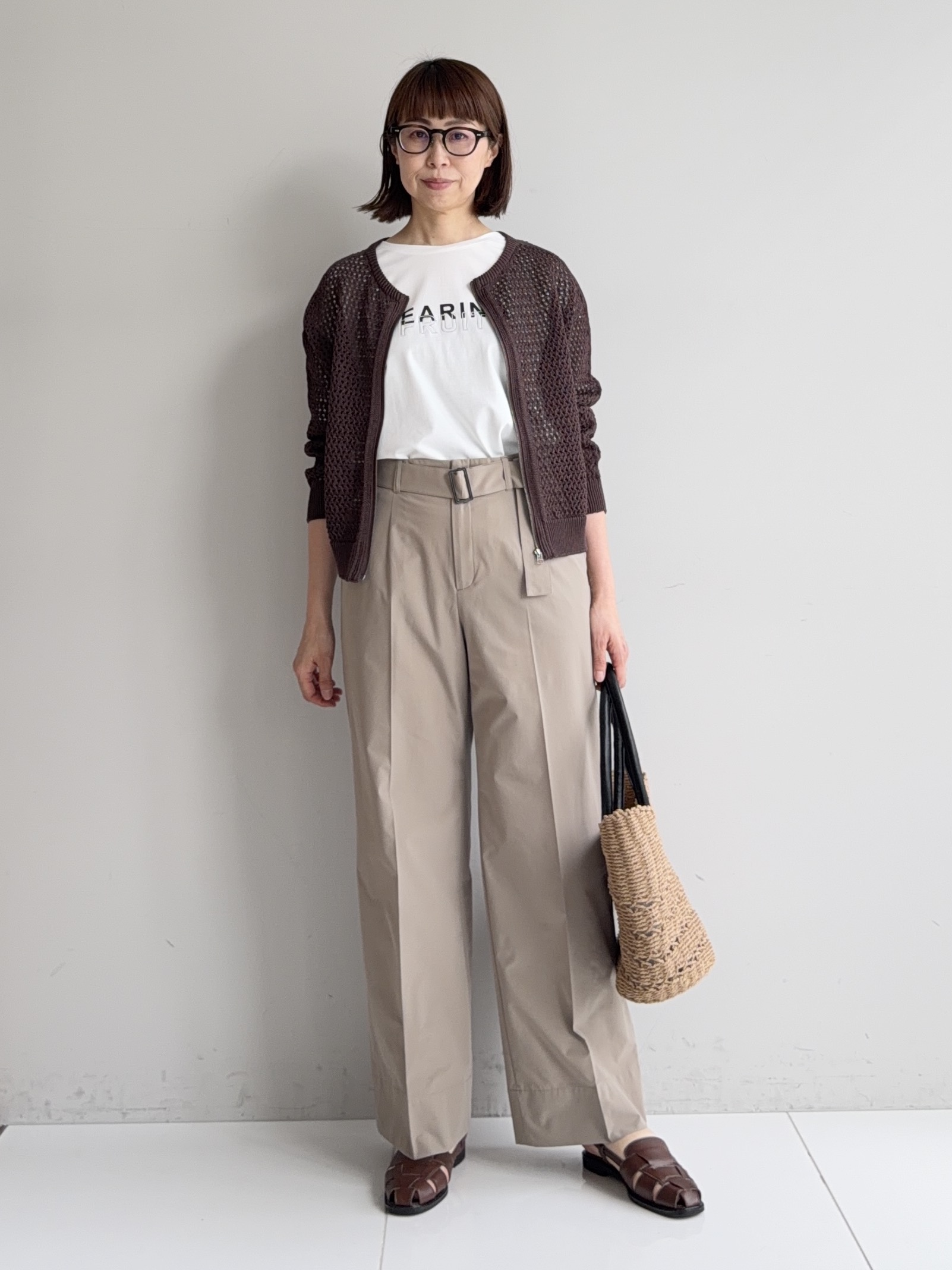 murayamaさんの「INDIVI｜【撥水／UVケア／SETUP可能】軽量ベルト付ワイドストレートパンツ」を使ったコーディネート