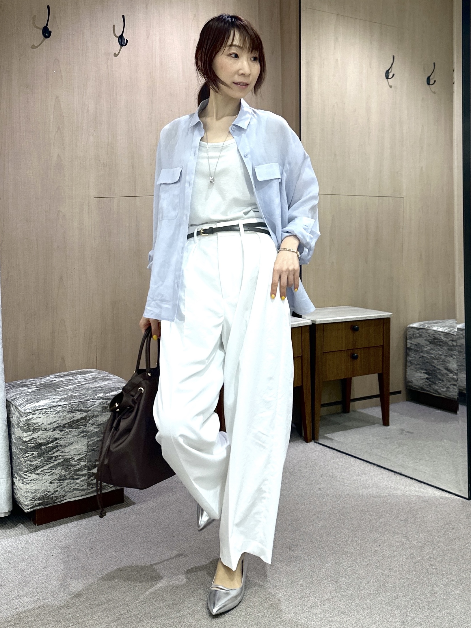 Miwaさんの「UNTITLED｜【古畑星夏さん着用/接触冷感】ドライタッチシャツ」を使ったコーディネート