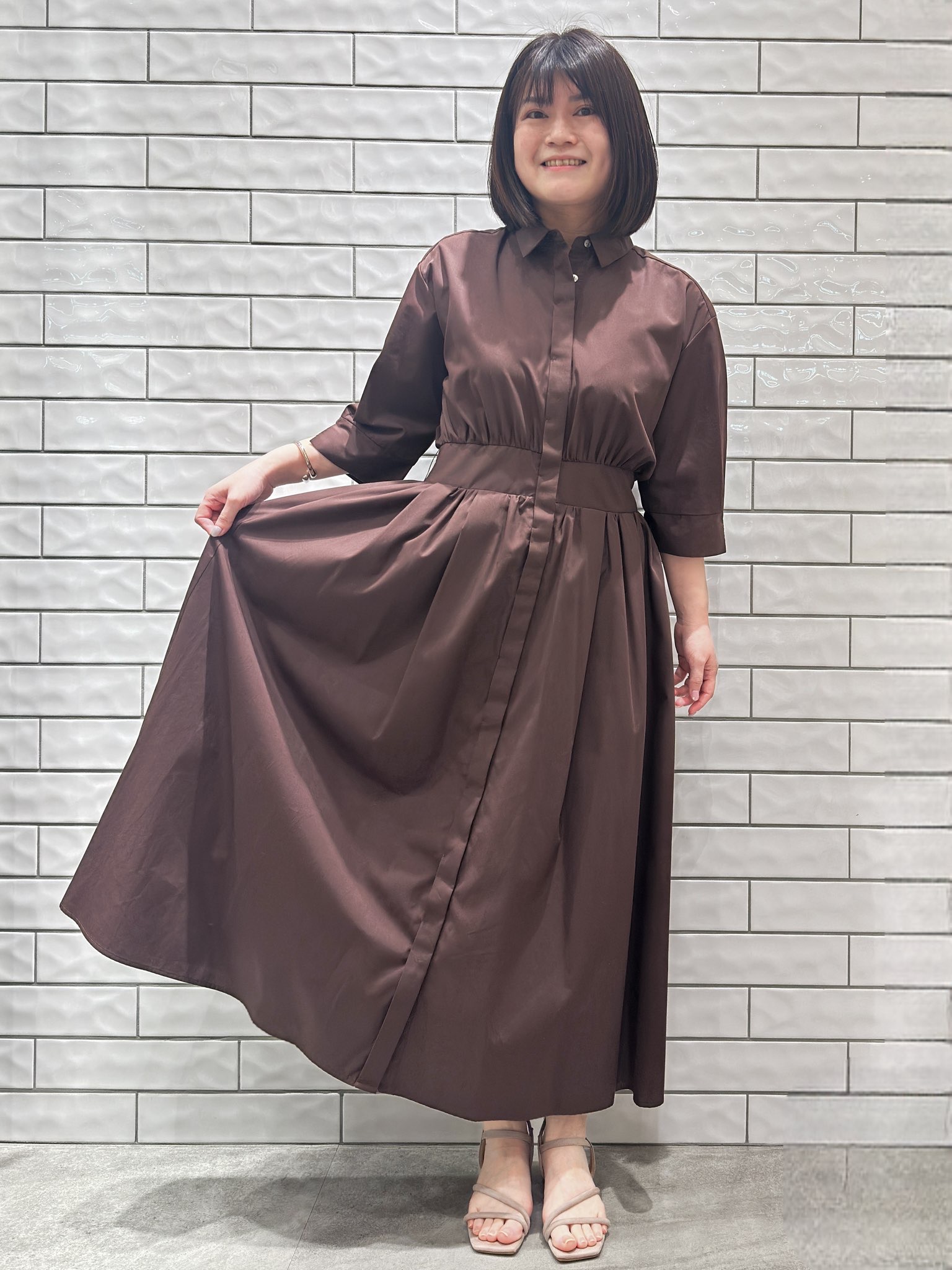 Minさんの「OPAQUE.CLIP｜リボンベルト付きシャツワンピース【洗濯機OK／防シワ加工】」を使ったコーディネート