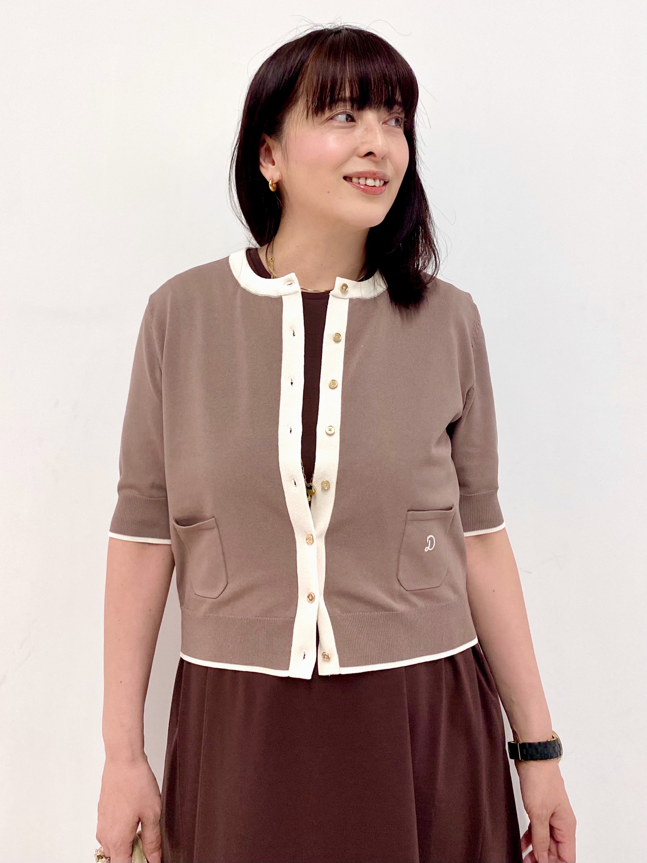 Sawaguchiさんの「DRESSTERIOR｜【otonaMUSE5月号掲載/UVカット/ウォッシャブル】クールタッチ コンビ カーディガン」を使ったコーディネート