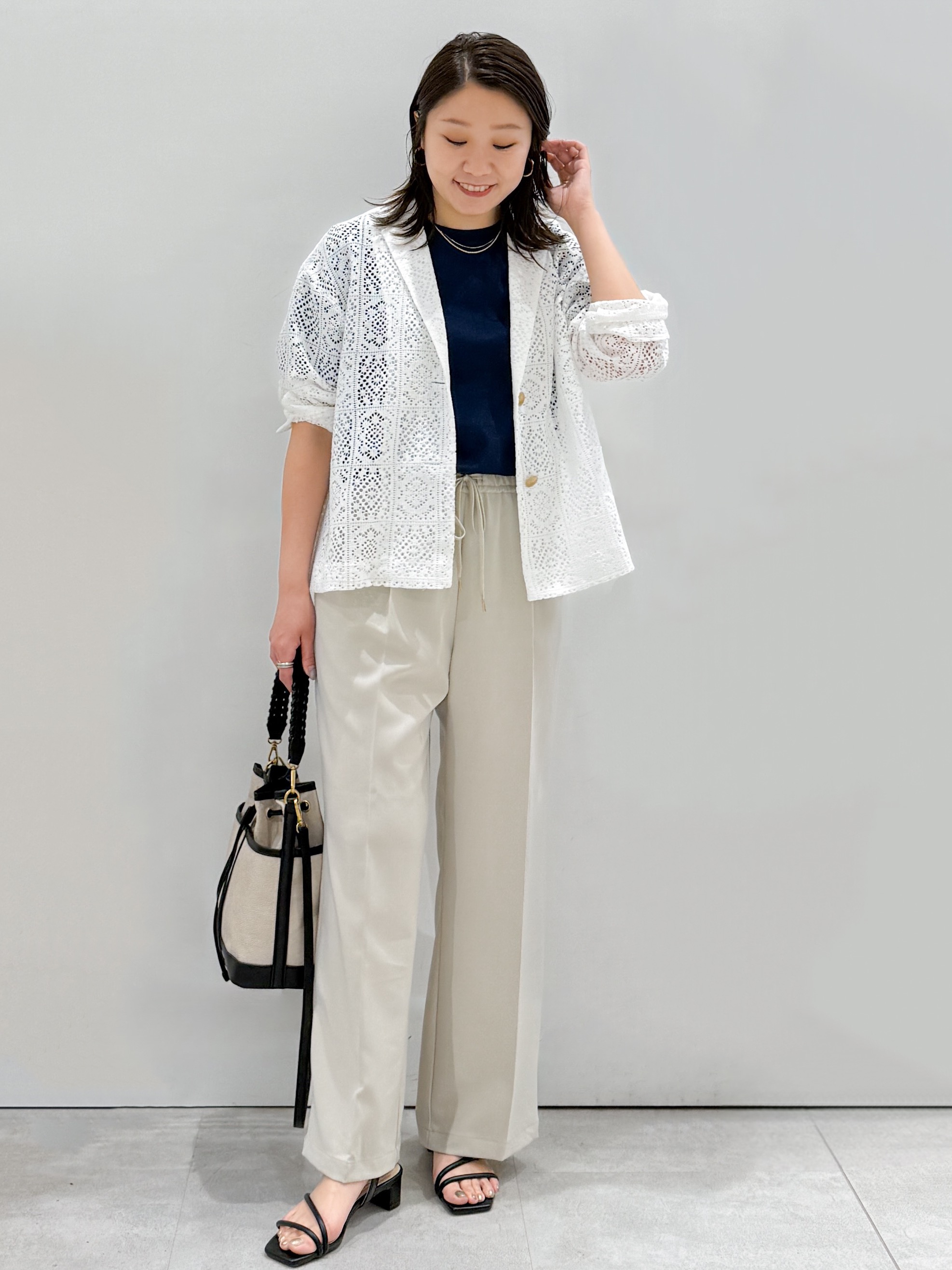 yuka.aさんの「OPAQUE.CLIP｜オーガニックコットン混ベーシックTシャツ【洗濯機OK】《SS～LL》」を使ったコーディネート