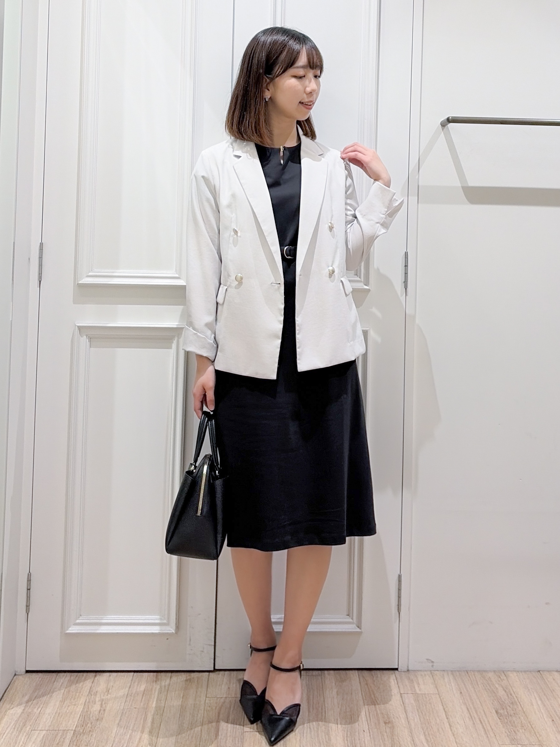 yurinaさんの「index｜《再入荷》ダブルブレストテーラードジャケット【接触冷感／吸水速乾／イージーアイロン／防シワ／洗濯機O」を使ったコーディネート
