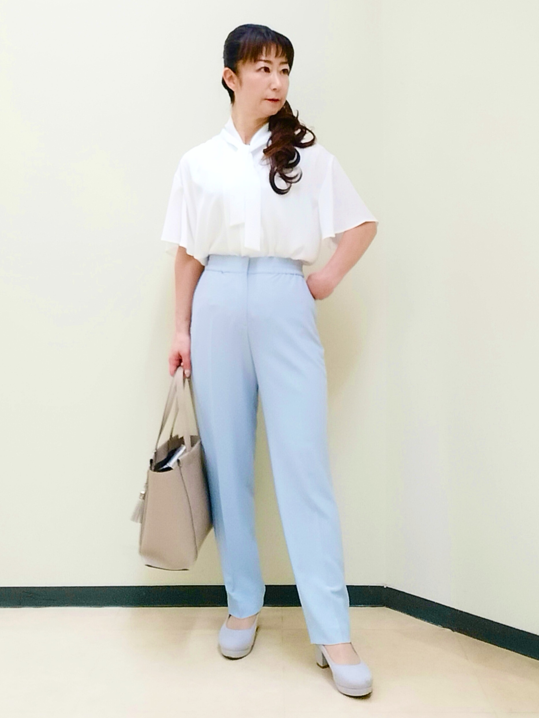 花さんの「Reflect｜【UVカット／接触冷感／セットアップ可】ノーカラージャケット」を使ったコーディネート