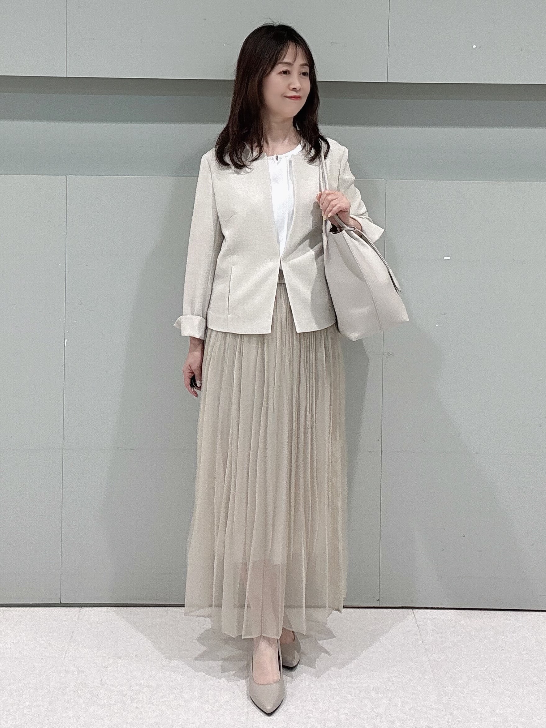 makiさんの「UNTITLED｜【清涼感/洗える】ミニマルシルエットジャケット」を使ったコーディネート