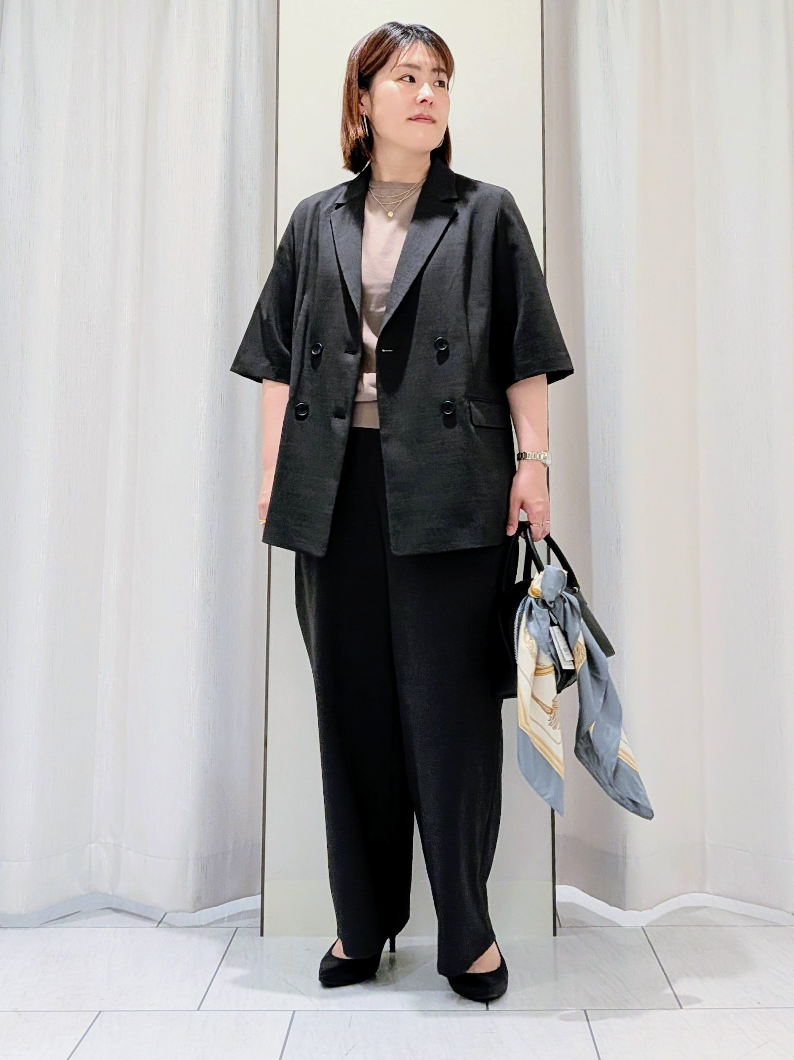 Onumaさんの「UNTITLED｜【シワになりにくい/セットアップ可/接触冷感】ハーフスリーブジャケット」を使ったコーディネート