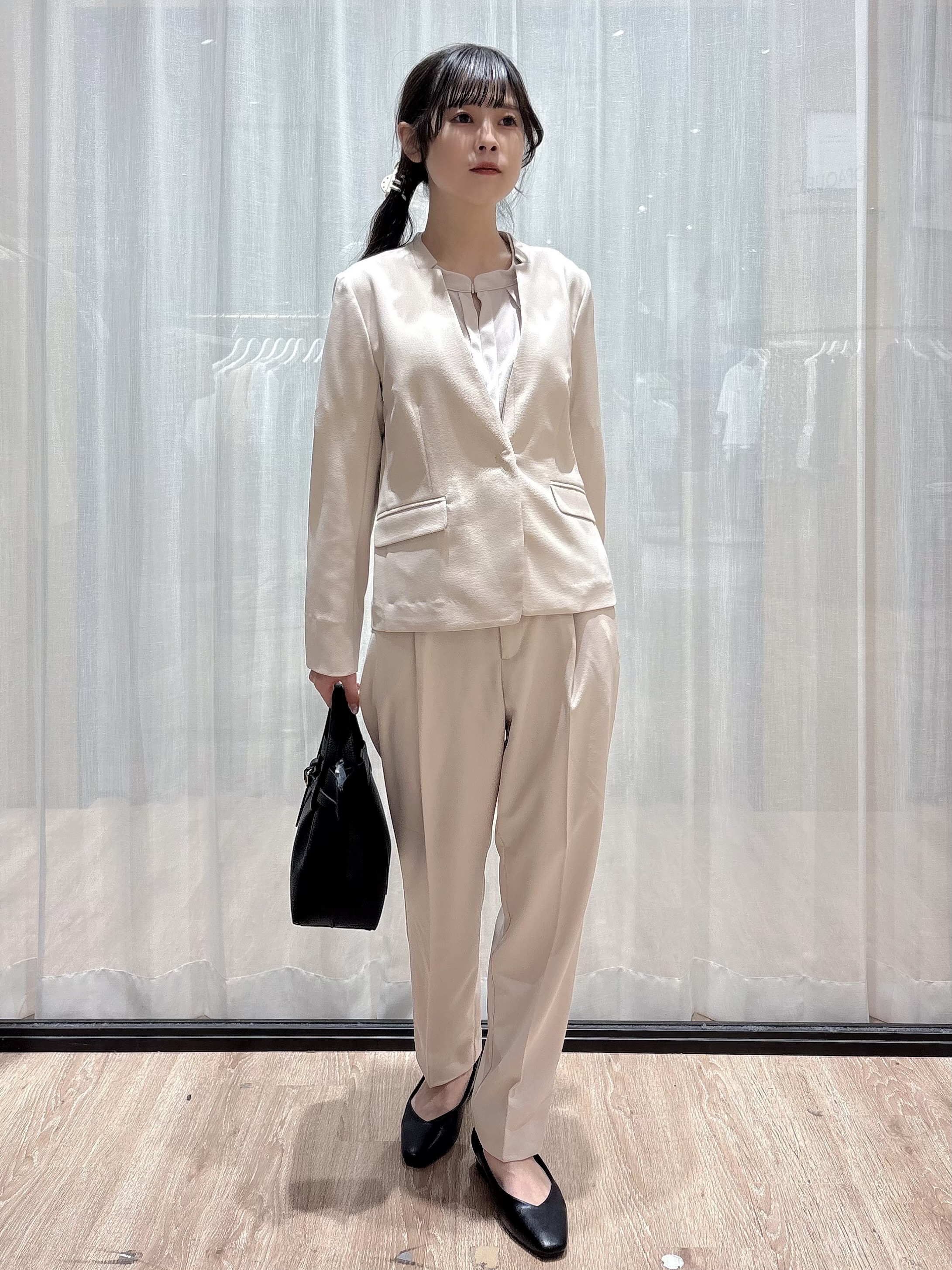 ぞうげさんの「OPAQUE.CLIP｜【接触冷感／吸水速乾】ノーカラージャケット／セットアップ対応可《洗える／防シワ／ストレッチ》」を使ったコーディネート