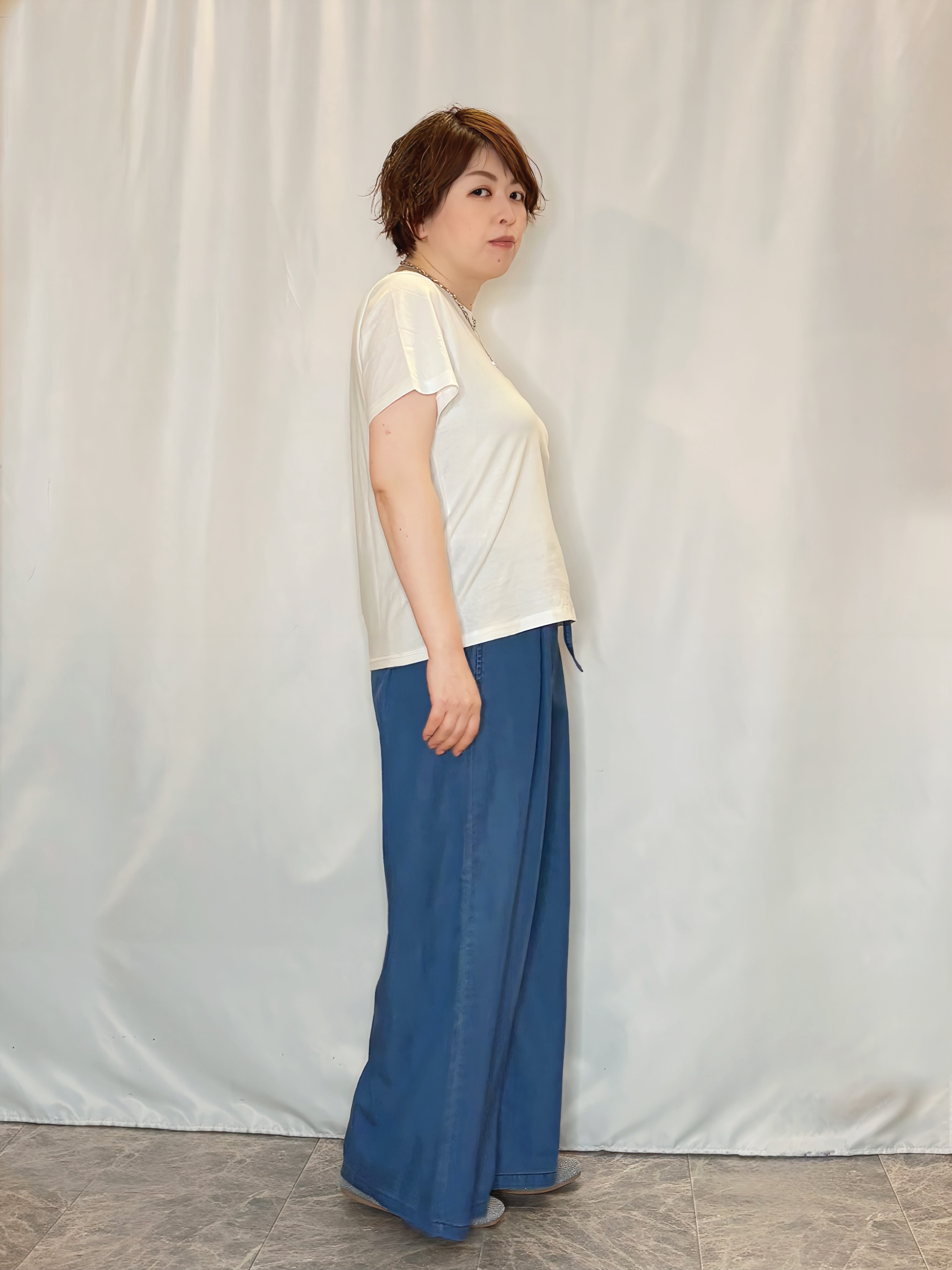 たみさんの「SHOO･LA･RUE｜【体型カバー】ふんわり質感 やわらかこなれシアーシャツ」を使ったコーディネート