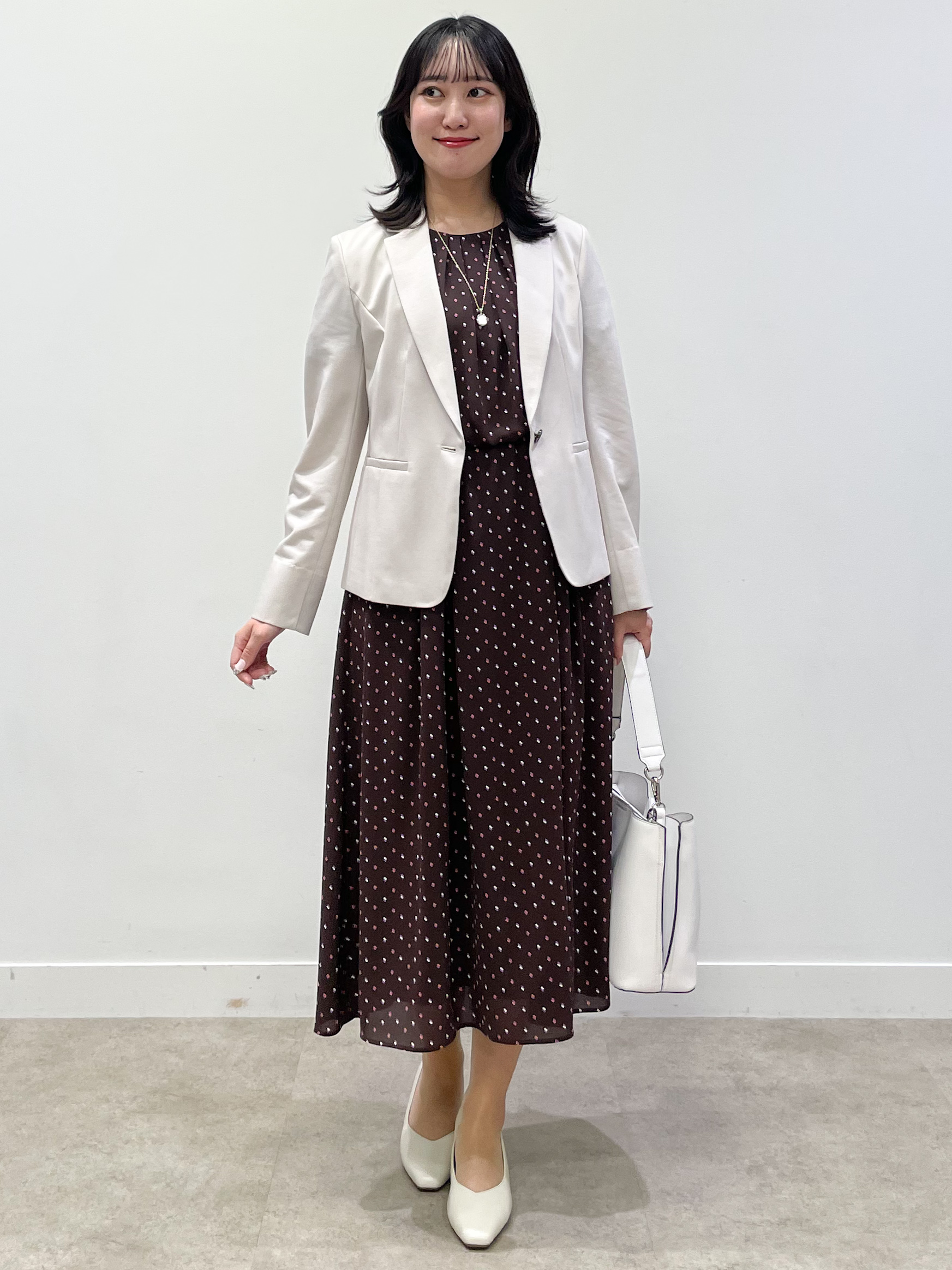 yukariさんの「Reflect｜小紋柄ジョーゼットワンピース」を使ったコーディネート