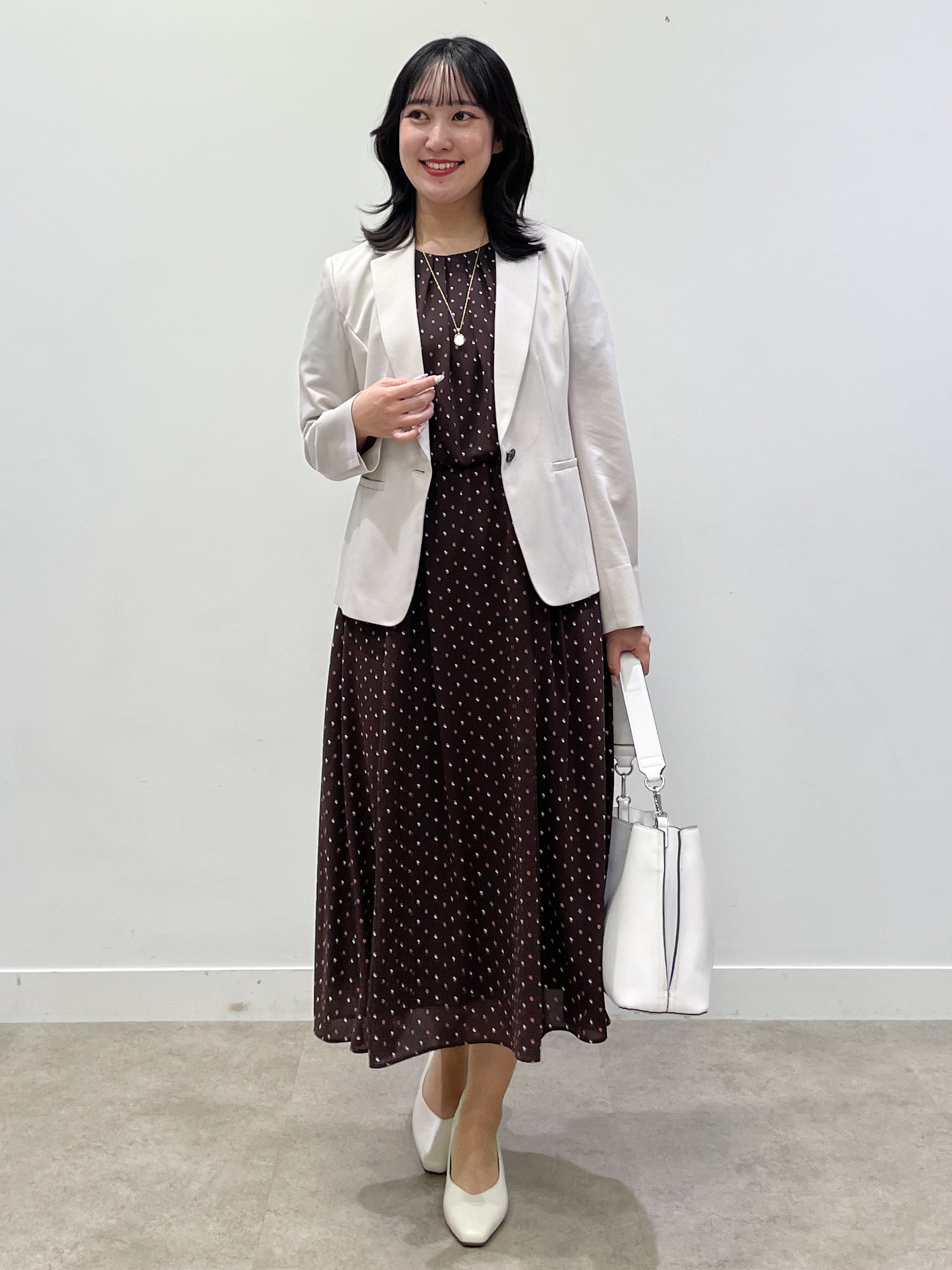 yukariさんの「Reflect｜小紋柄ジョーゼットワンピース」を使ったコーディネート