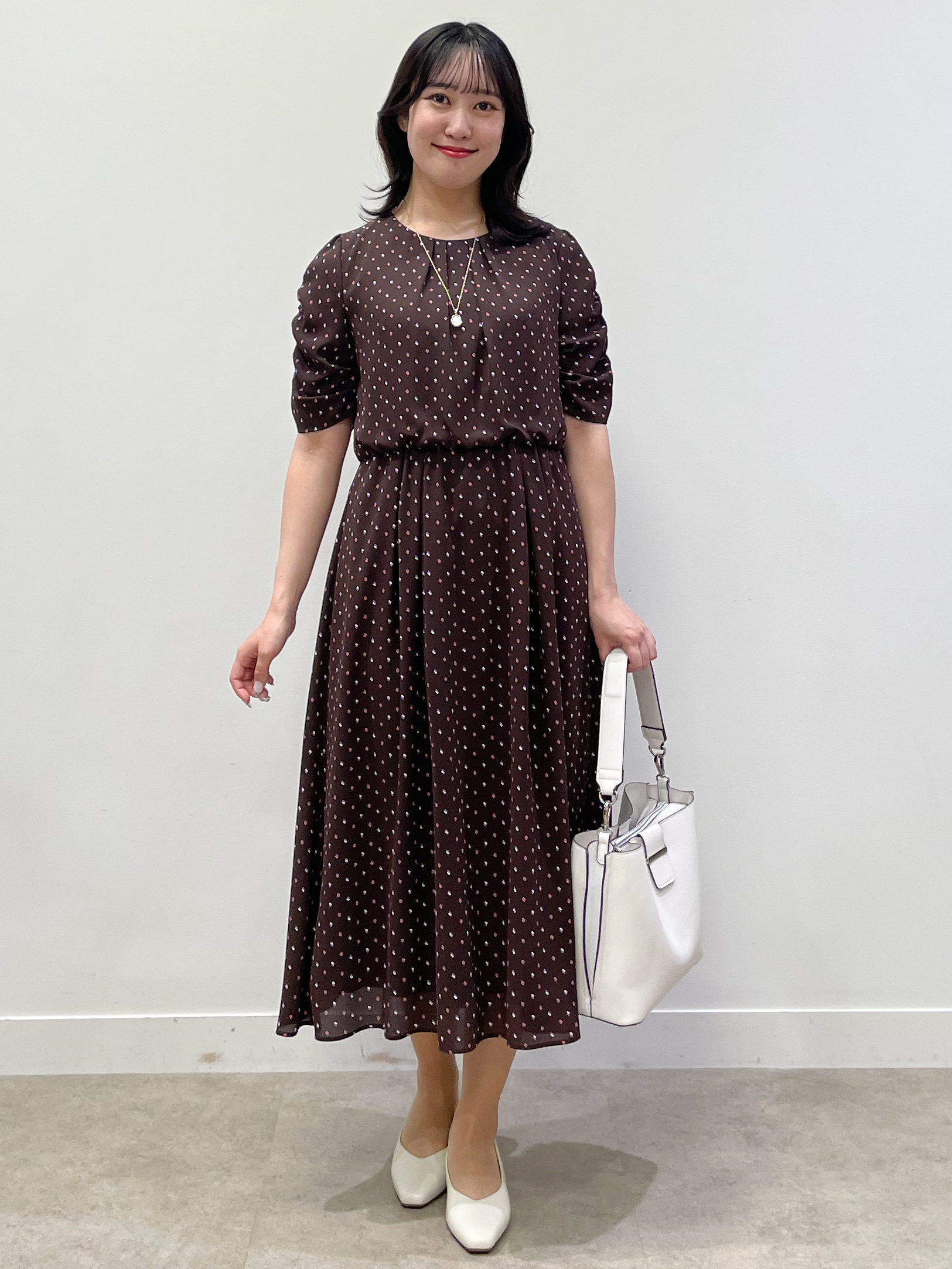 yukariさんの「Reflect｜小紋柄ジョーゼットワンピース」を使ったコーディネート