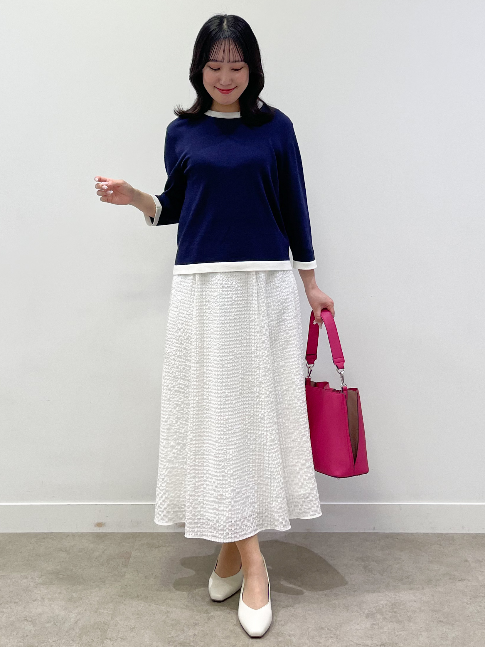 yukariさんの「Reflect｜【アンサンブル可】バイカラーカーディガン」を使ったコーディネート