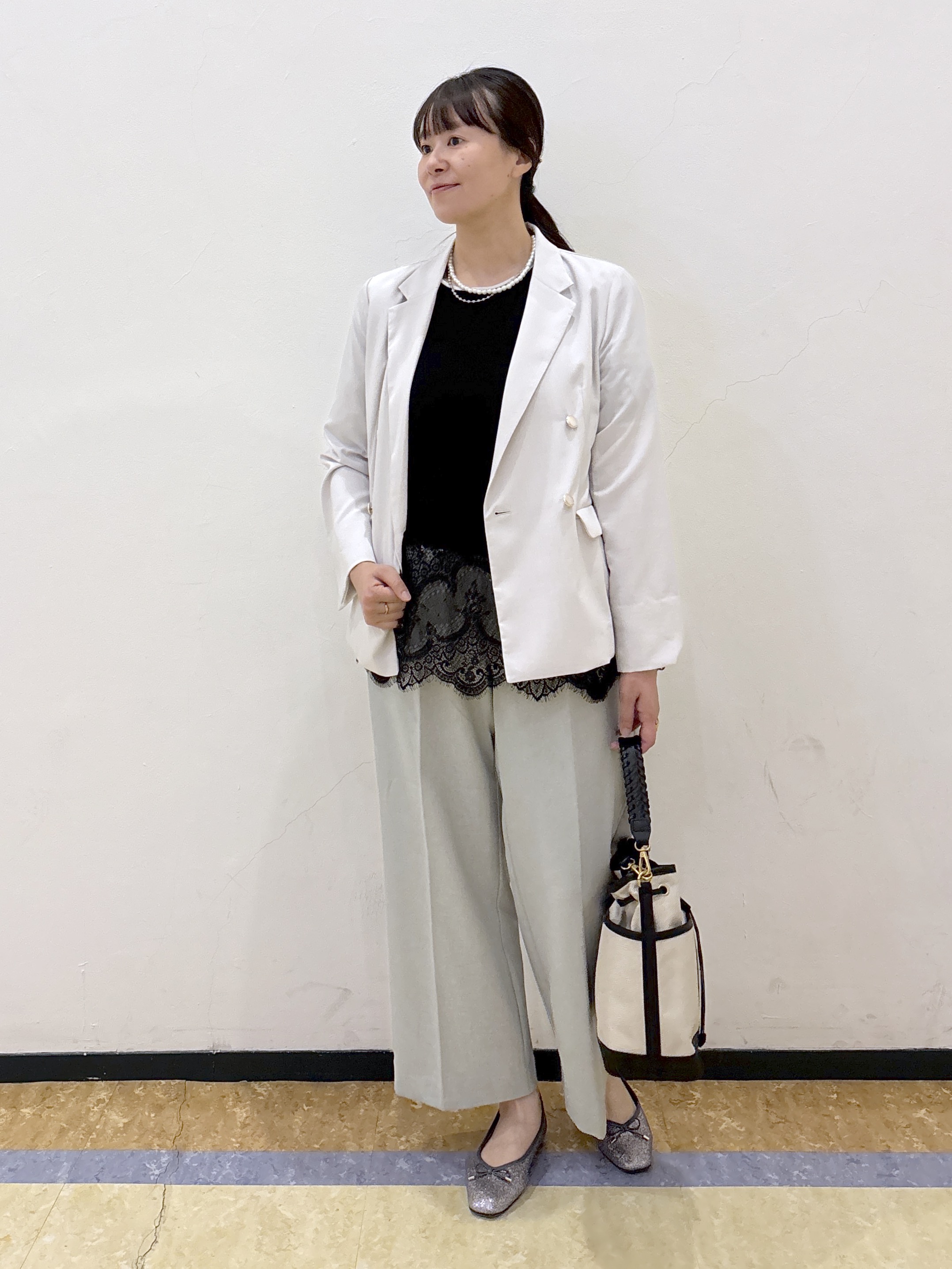 akariさんの「index｜《再入荷》ダブルブレストテーラードジャケット【接触冷感／吸水速乾／イージーアイロン／防シワ／洗濯機O」を使ったコーディネート