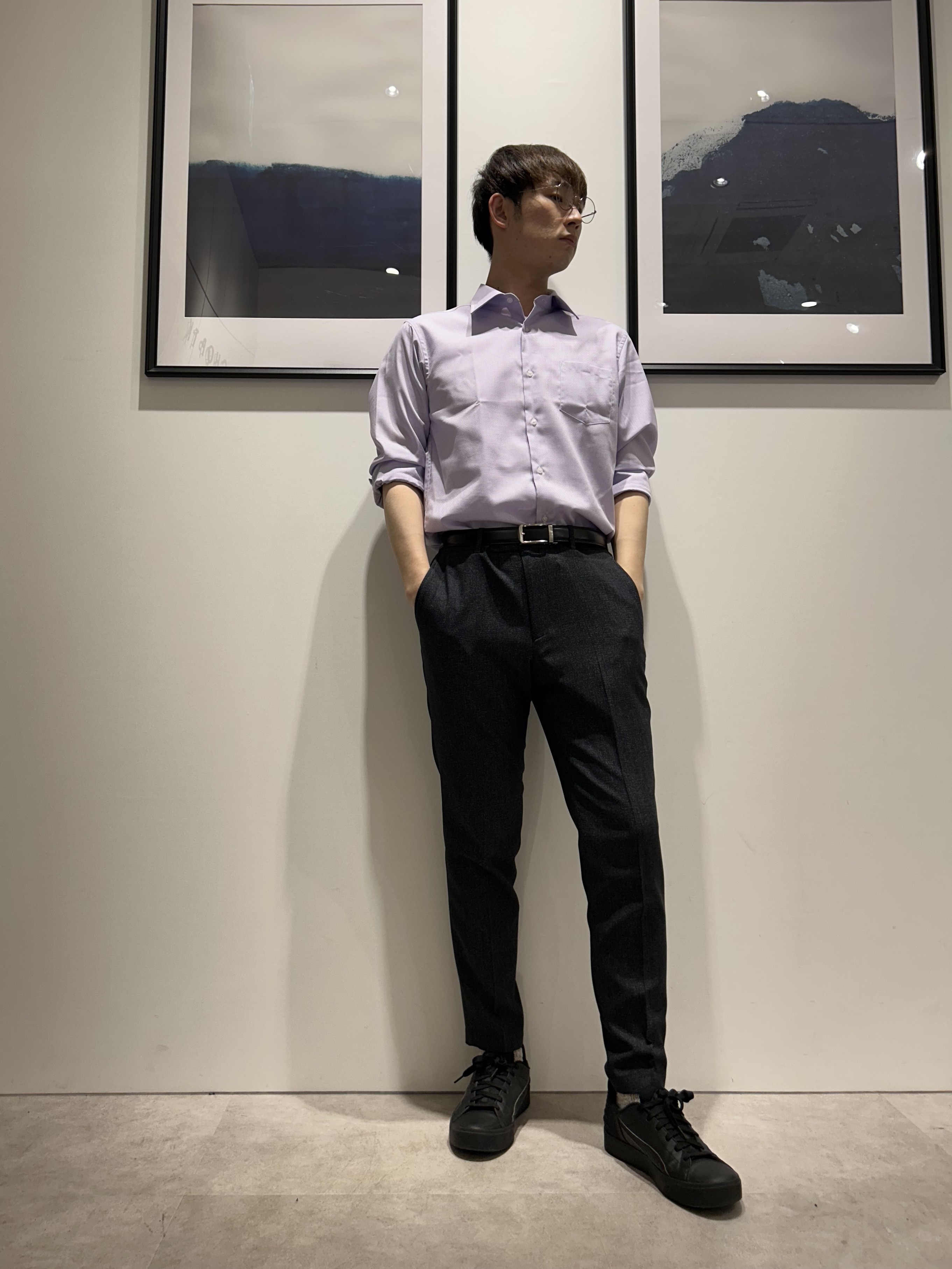 。さんの「THE SHOP TK｜【ビジネス/セレモニー】ドレスドビー長袖シャツ」を使ったコーディネート