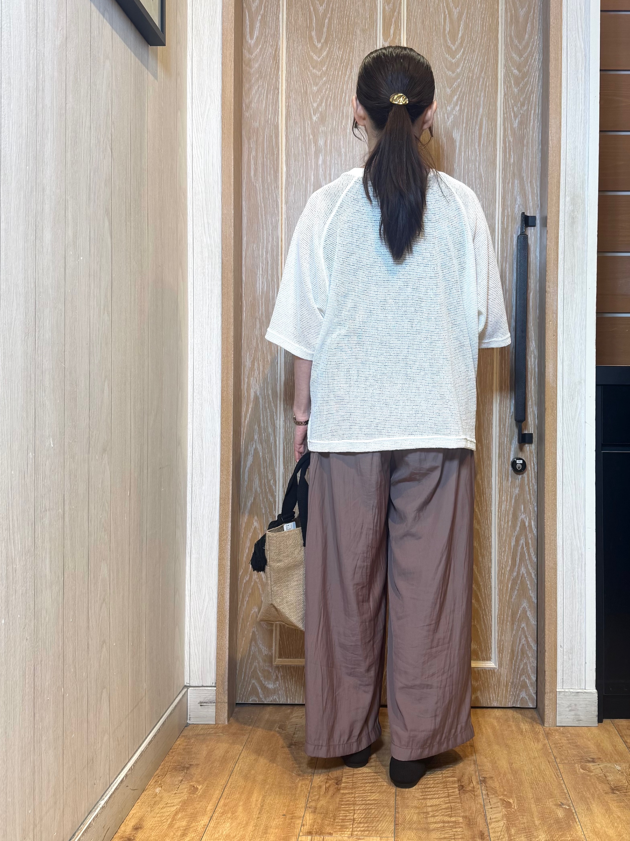 KAORIさんの「SHOO･LA･RUE｜【S-LL】シアーワッフル ラグラン5分袖ゆるTシャツ」を使ったコーディネート