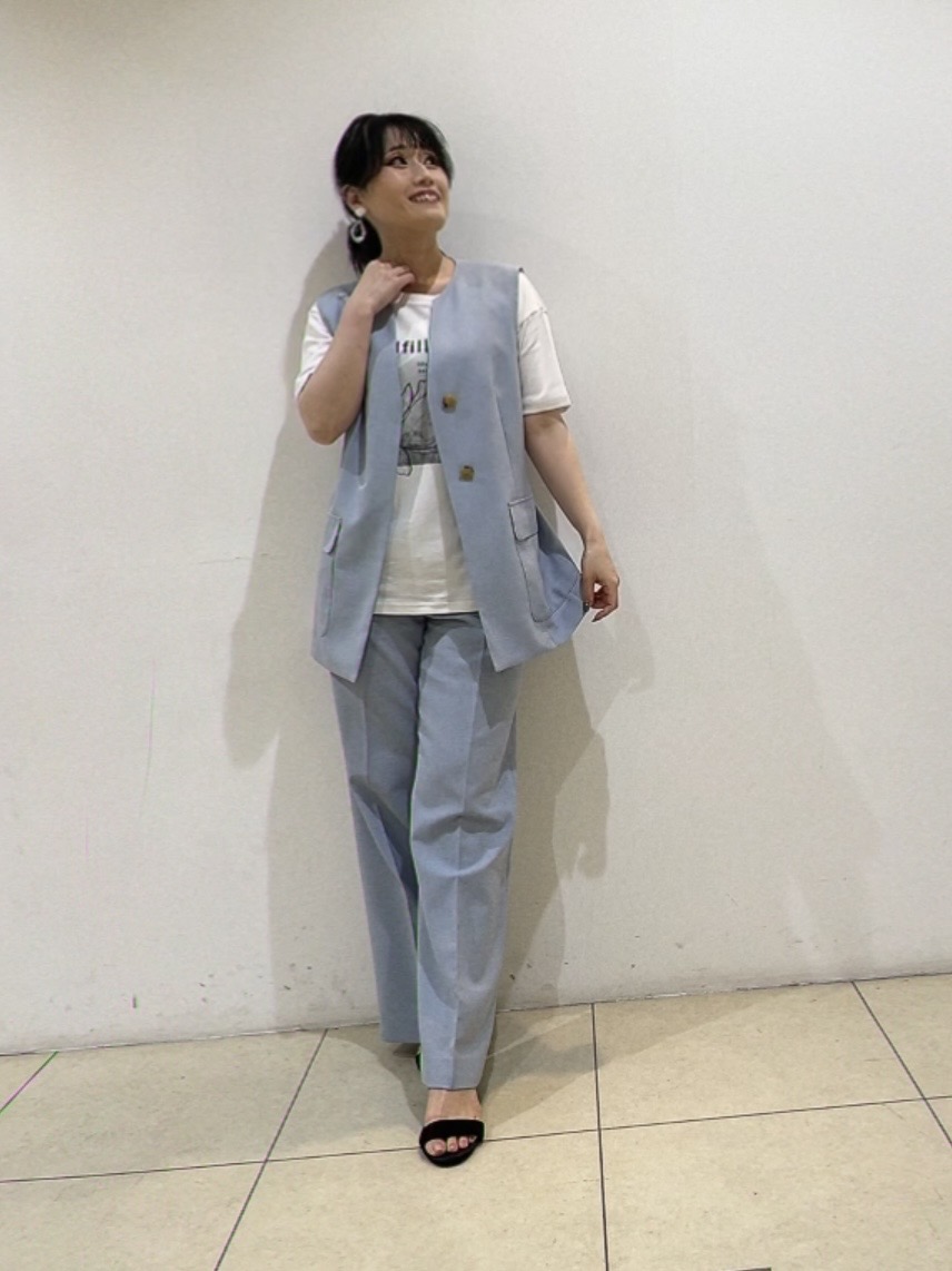 watanabeさんの「UNTITLED｜【セットアップ可/UV/接触冷感】スラブキーネックジレ」を使ったコーディネート