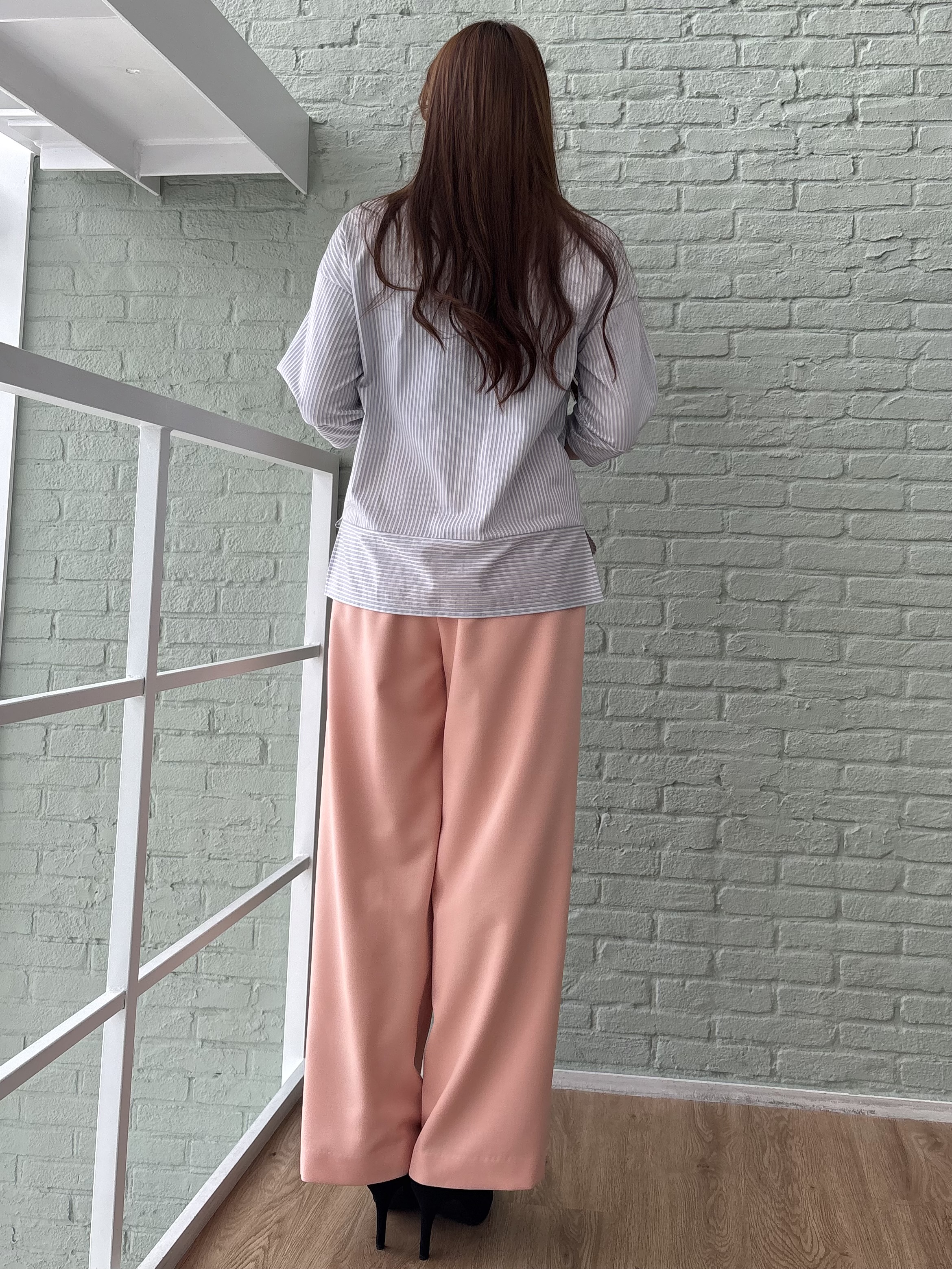 sayaさんの「COUP DE CHANCE｜【手洗い可／日本製】ストライプ柄ジャージートップス」を使ったコーディネート