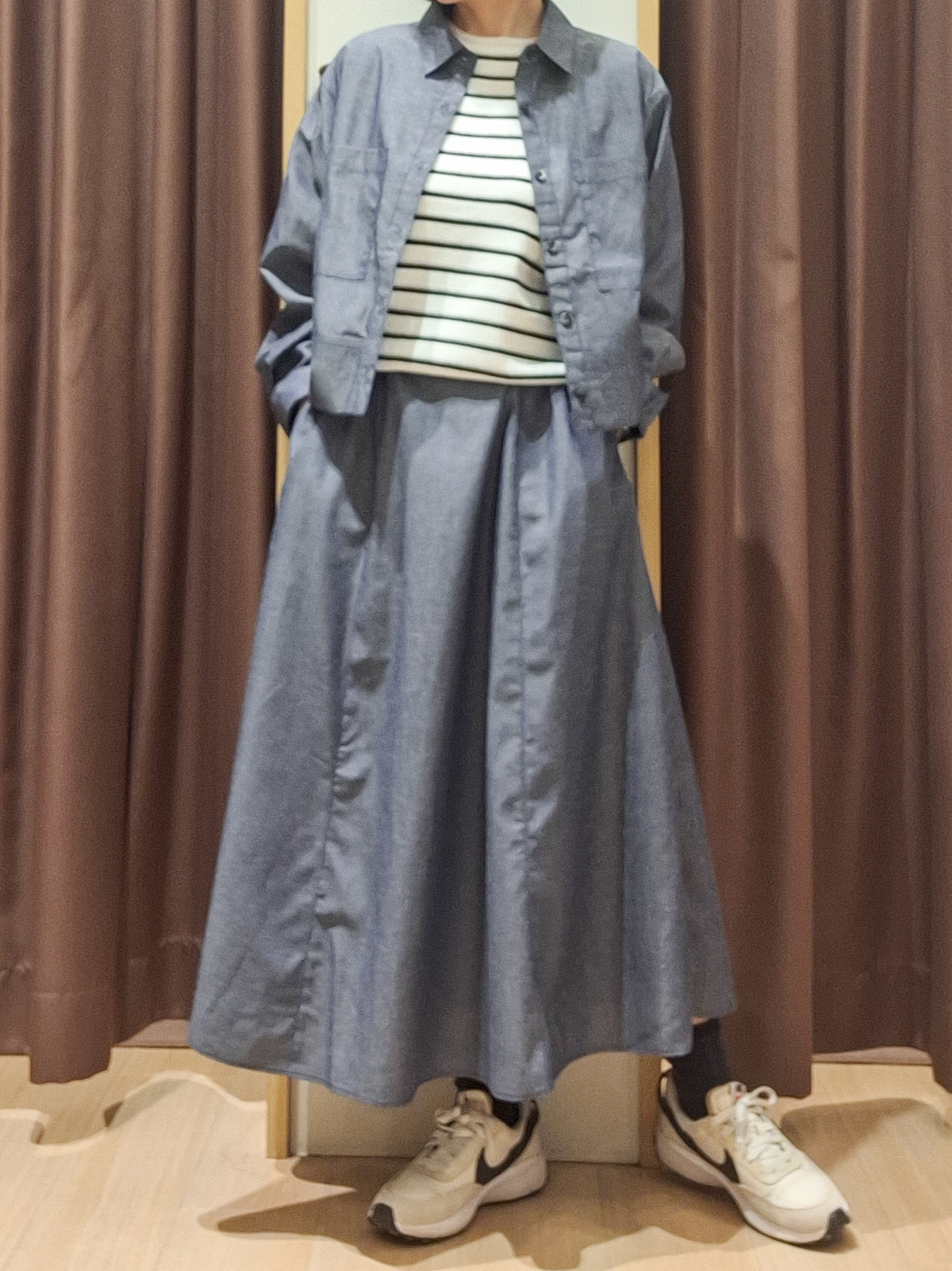 ウタさんの「grove｜【貴島明日香さん着用／イージーケア／接触冷感】麻混クロップドシャツ」を使ったコーディネート
