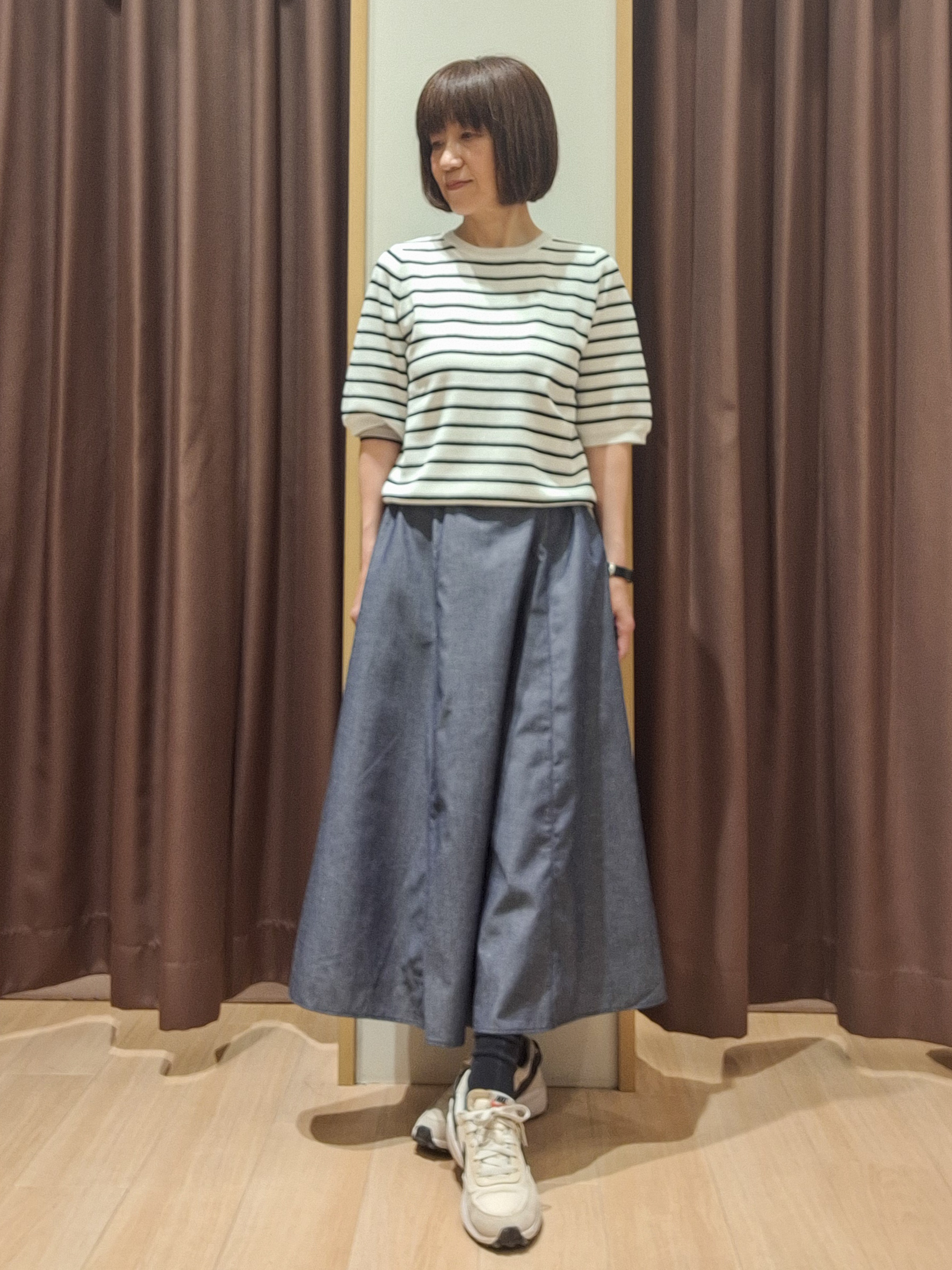 ウタさんの「grove｜【貴島明日香さん着用／イージーケア／接触冷感】麻混クロップドシャツ」を使ったコーディネート