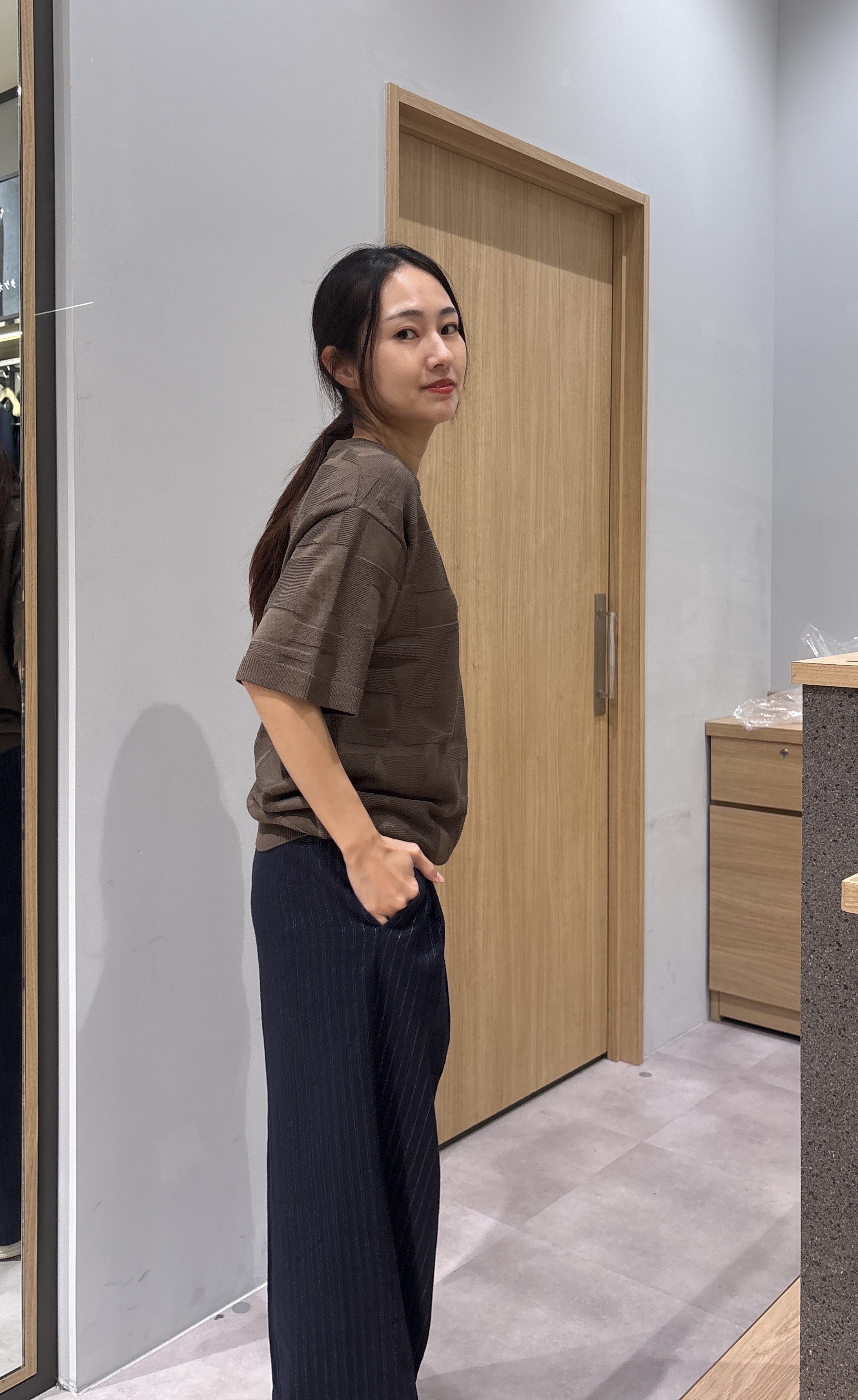 よぴさんの「TAKEO KIKUCHI｜【徳島ニット】ニットＴシャツ」を使ったコーディネート