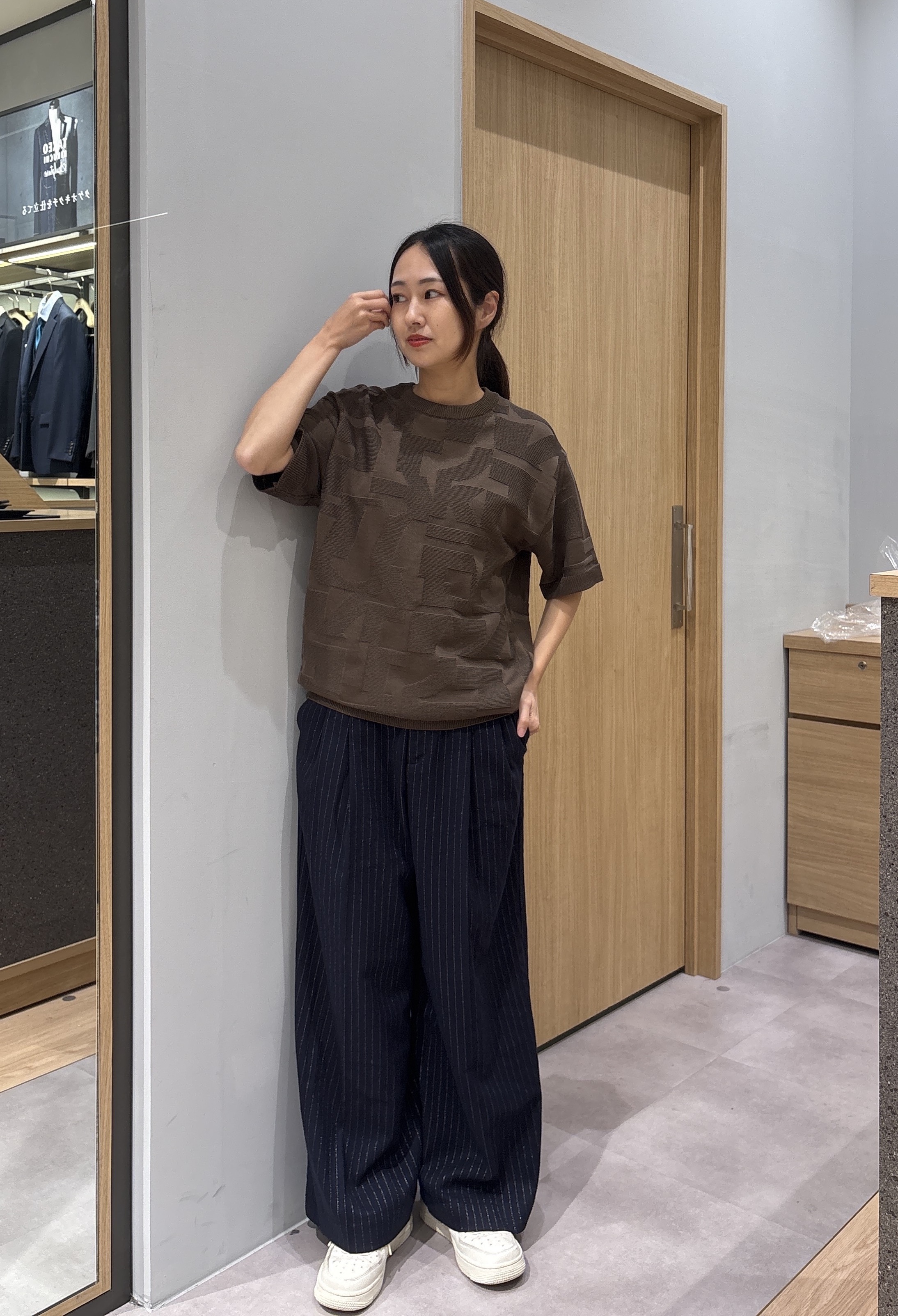 よぴさんの「TAKEO KIKUCHI｜【徳島ニット】ニットＴシャツ」を使ったコーディネート
