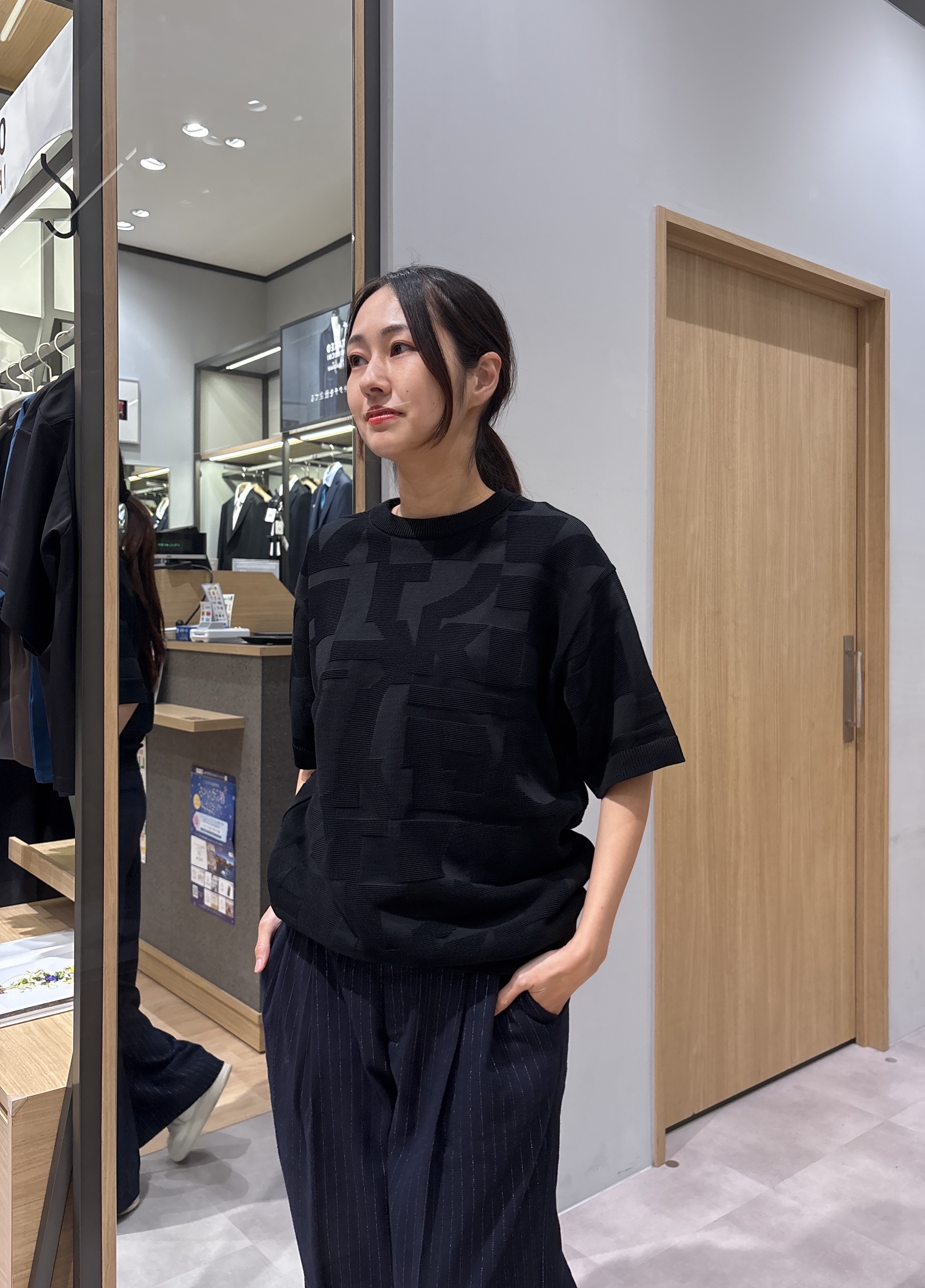 よぴさんの「TAKEO KIKUCHI｜【徳島ニット】ニットＴシャツ」を使ったコーディネート