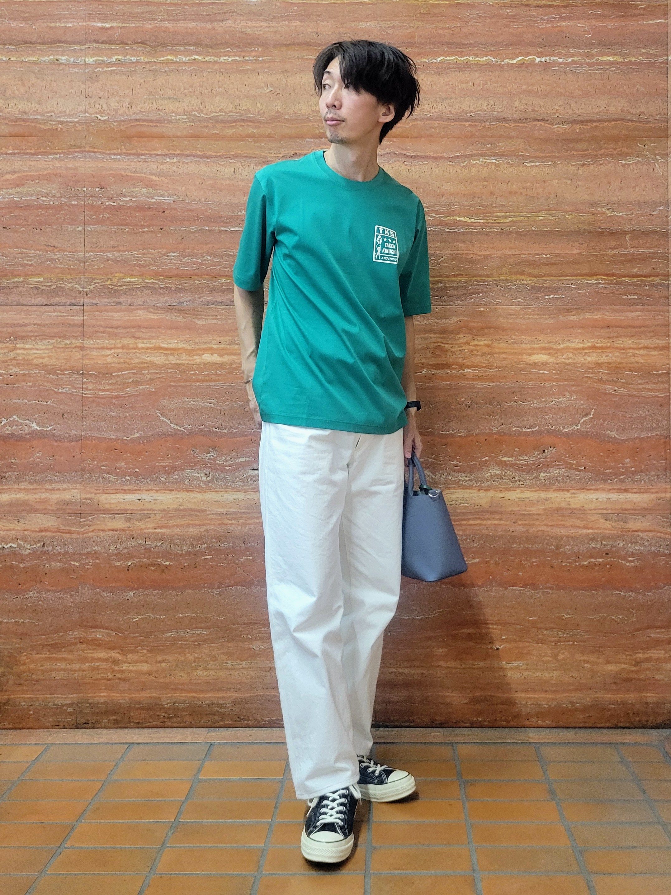 piroyaさんの「TAKEO KIKUCHI｜【BOWLER HAT LABEL】アイスクリアコットン ピンナップガール 半袖Tシャツ」を使ったコーディネート