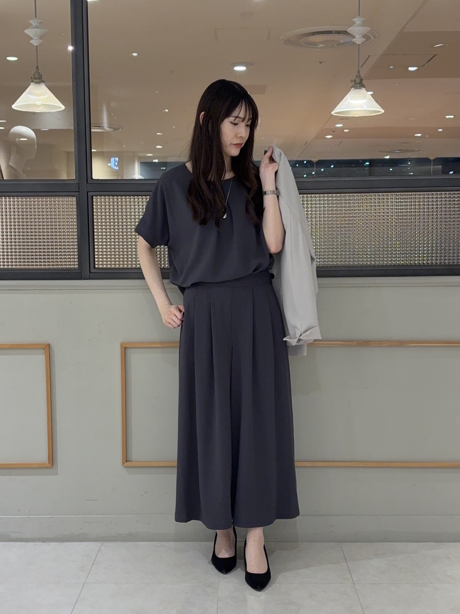 mayuさんの「UNTITLED｜【セットアップ可/UV/接触冷感】エアリーテーラードジャケット」を使ったコーディネート