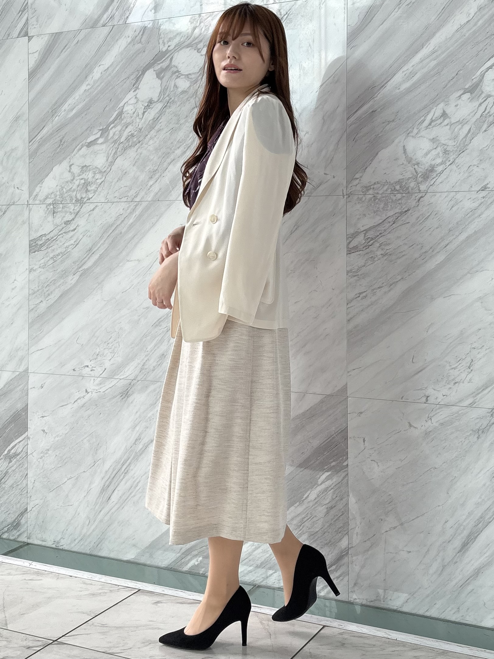 sayaさんの「COUP DE CHANCE｜【手洗い可/通勤服】シアーローン花柄ブラウス」を使ったコーディネート