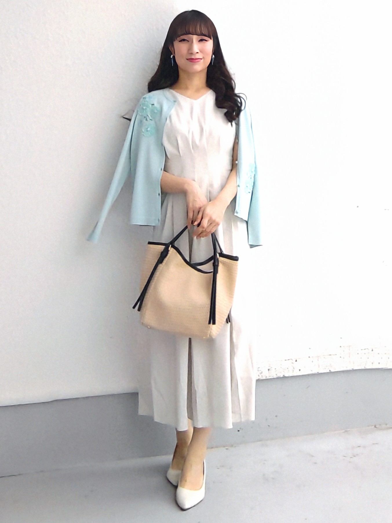 keinaさんの「SunaUna｜【SS～Lサイズ展開／フラワー刺繍】クラフトニットカーディガン」を使ったコーディネート