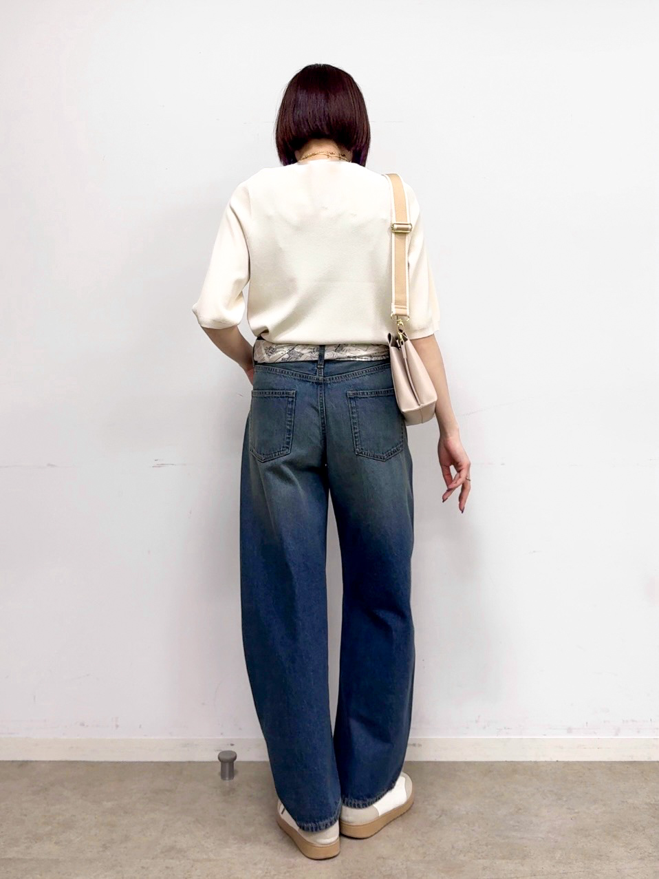 𝐜𝐡𝐢𝐤𝐚さんの「SHOO･LA･RUE｜【毎日洗える/S-LL/ひんやり/UV】上半身すっきり 二の腕見せない5分袖ニット」を使ったコーディネート