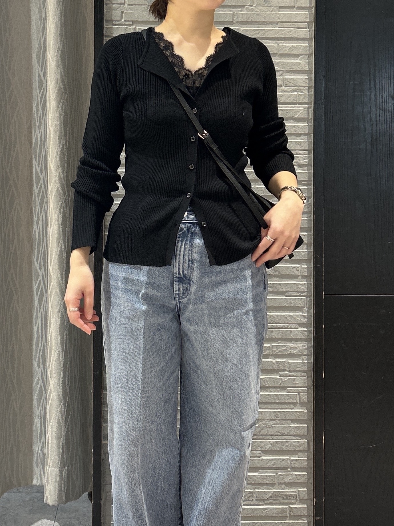ga_riさんの「THE SHOP TK｜レースレイヤードリブニット」を使ったコーディネート