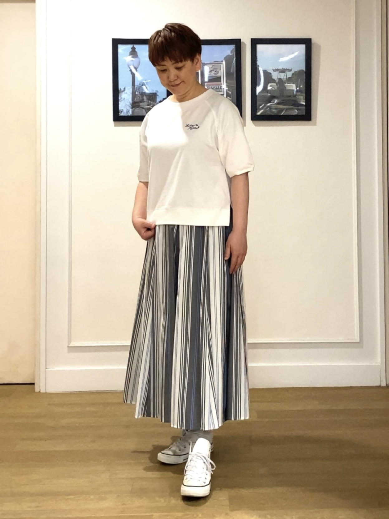 Hiroさんの「Dessin｜【洗える】ミニ裏毛刺繍ロゴプルオーバー」を使ったコーディネート