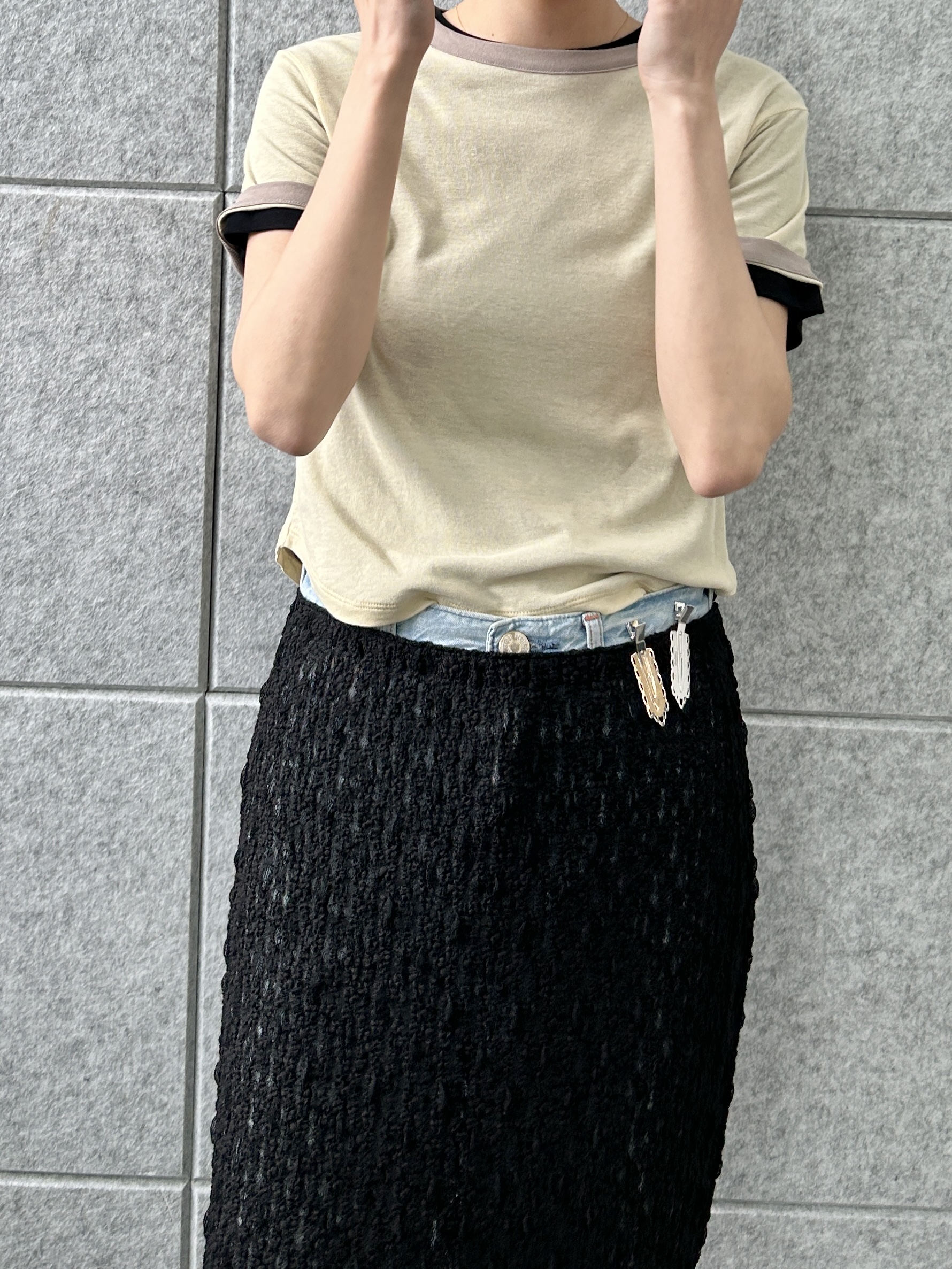 harunaさんの「CODE A｜sheer ringer tee」を使ったコーディネート
