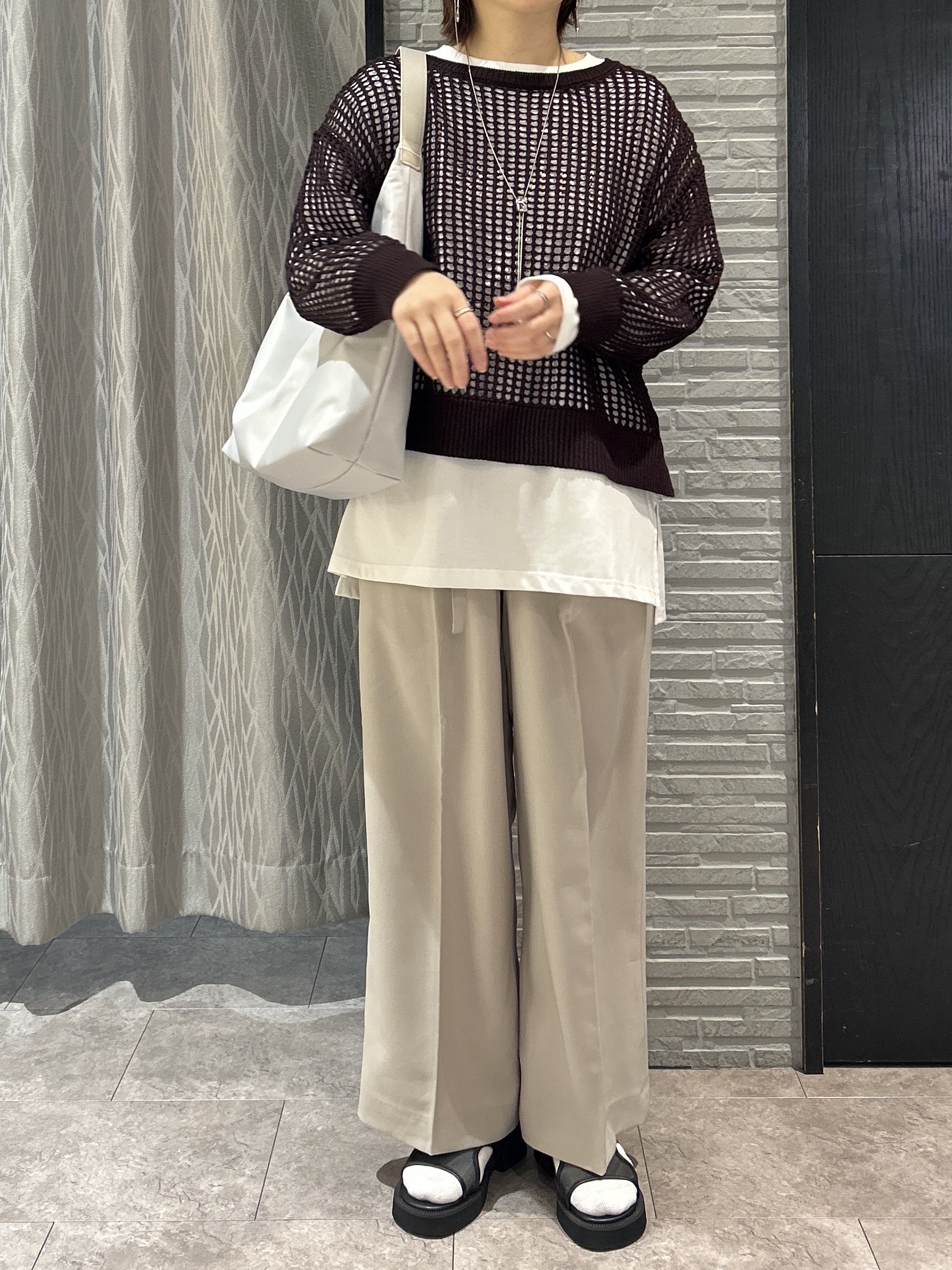 ga_riさんの「THE SHOP TK｜メッシュニットプルオーバー」を使ったコーディネート