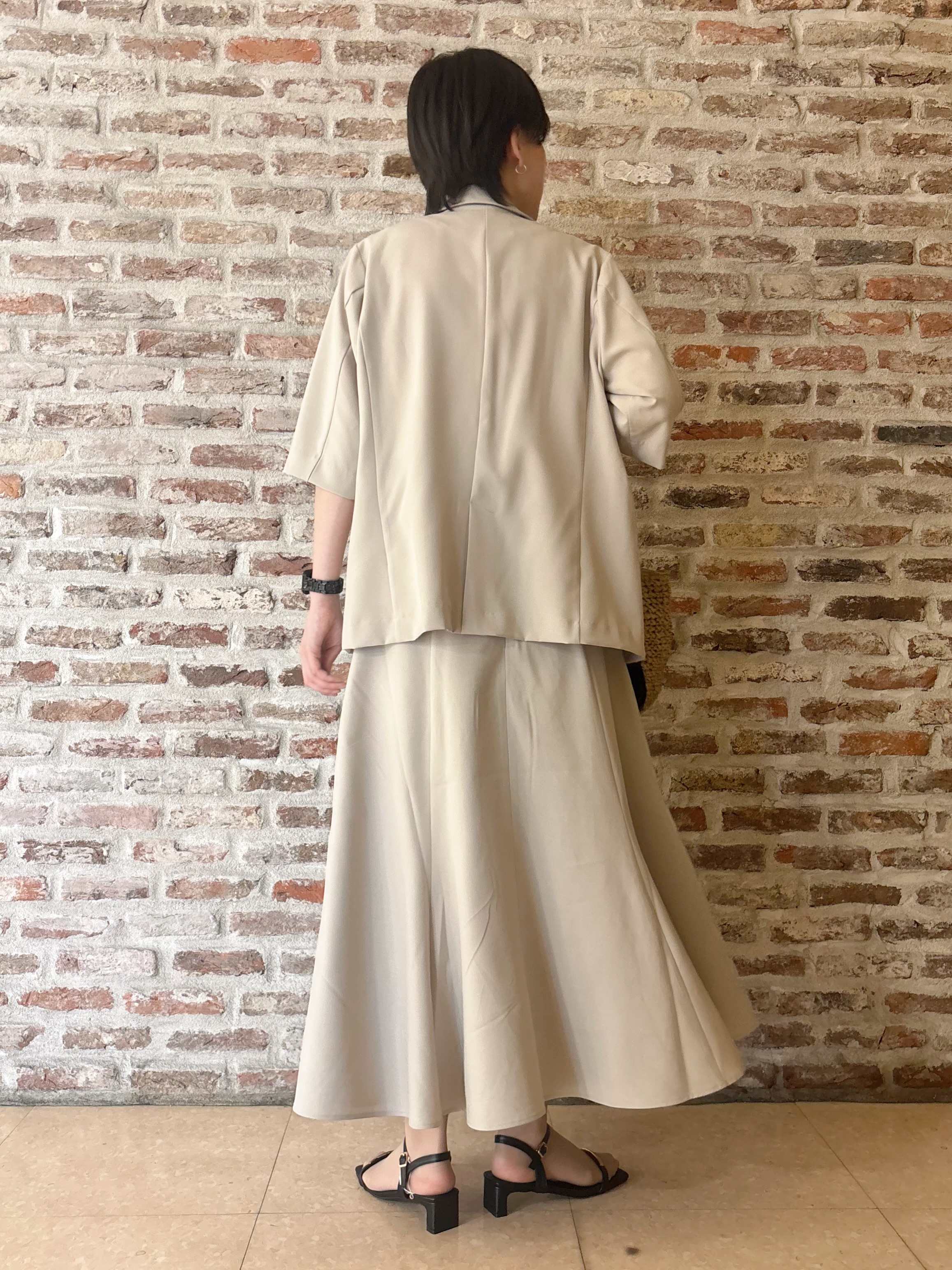 しばさんの「THE SHOP TK｜【セットアップ可】麻調ダブルブレスト 6分袖ジャケット」を使ったコーディネート