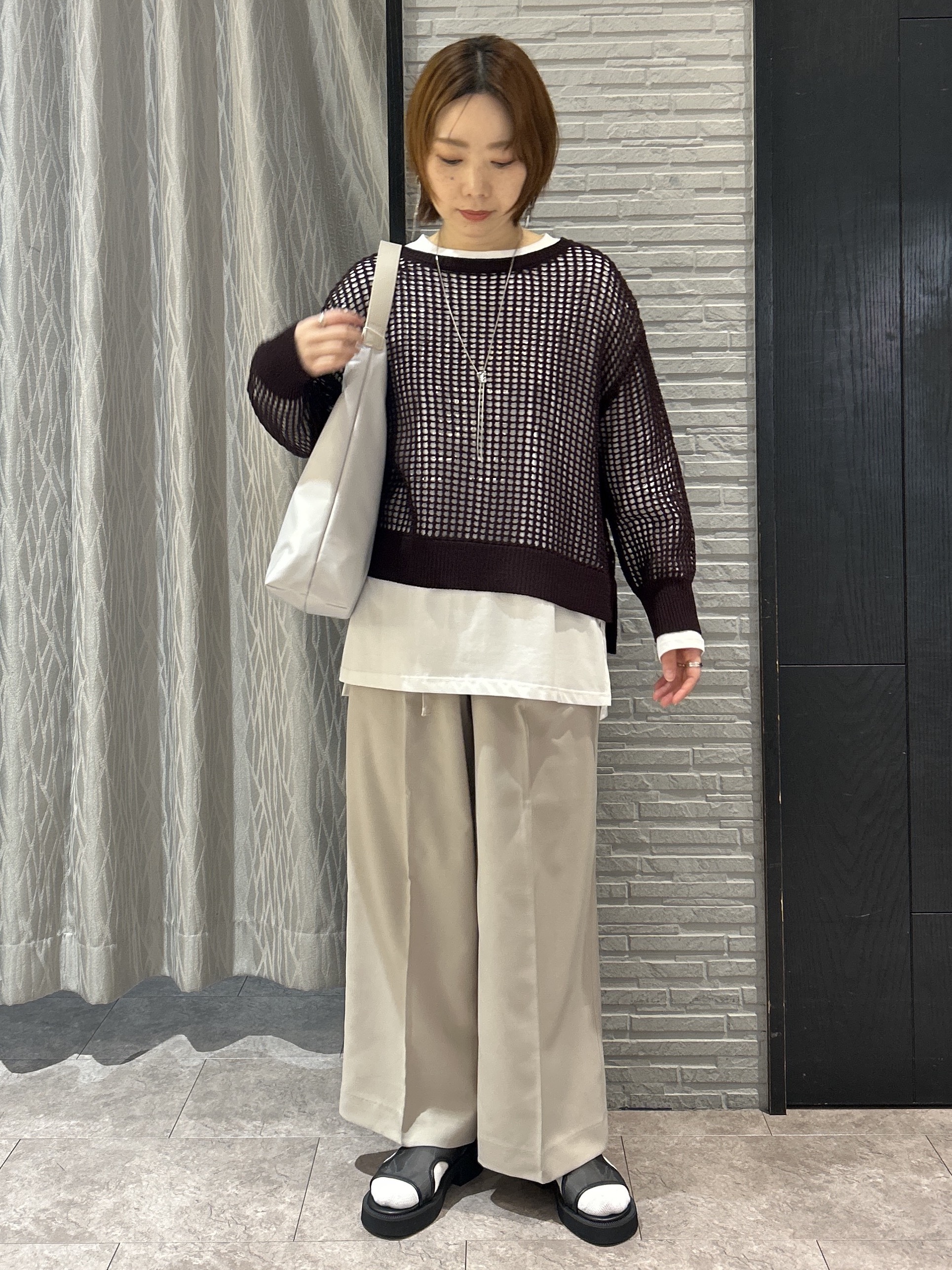 ga_riさんの「THE SHOP TK｜メッシュニットプルオーバー」を使ったコーディネート
