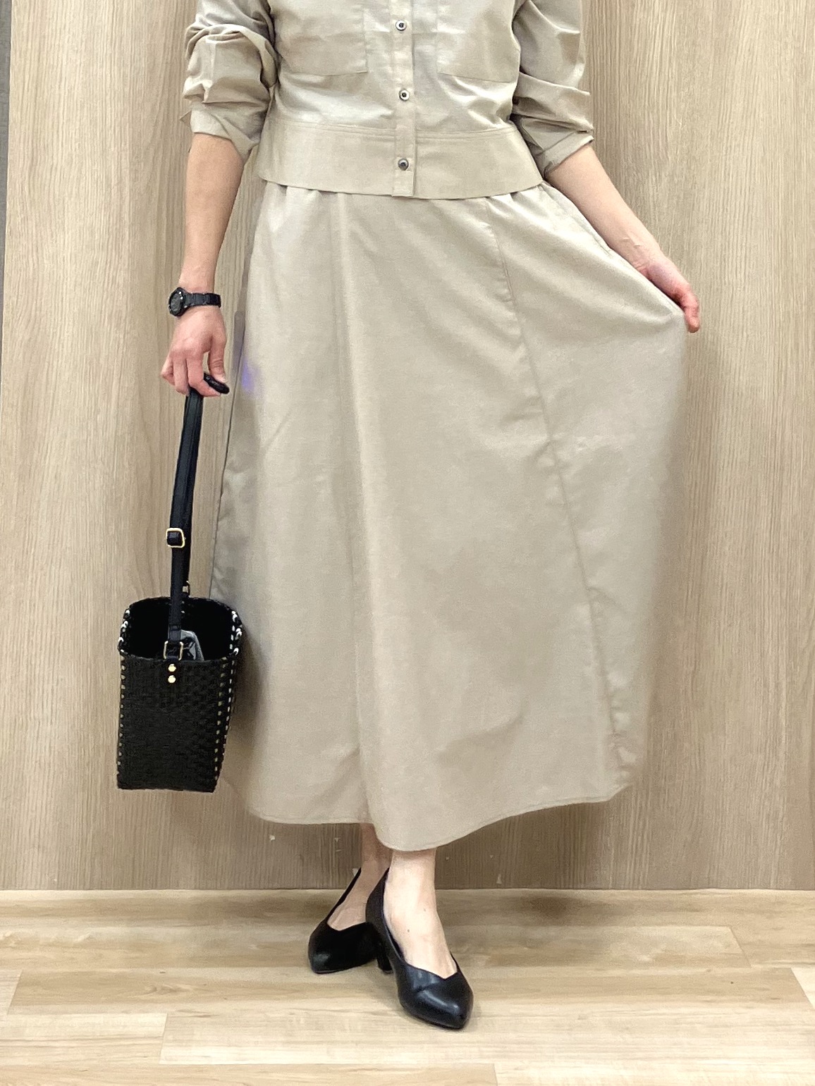 Keiさんの「grove｜【貴島明日香さん着用／イージーケア／接触冷感】麻混クロップドシャツ」を使ったコーディネート
