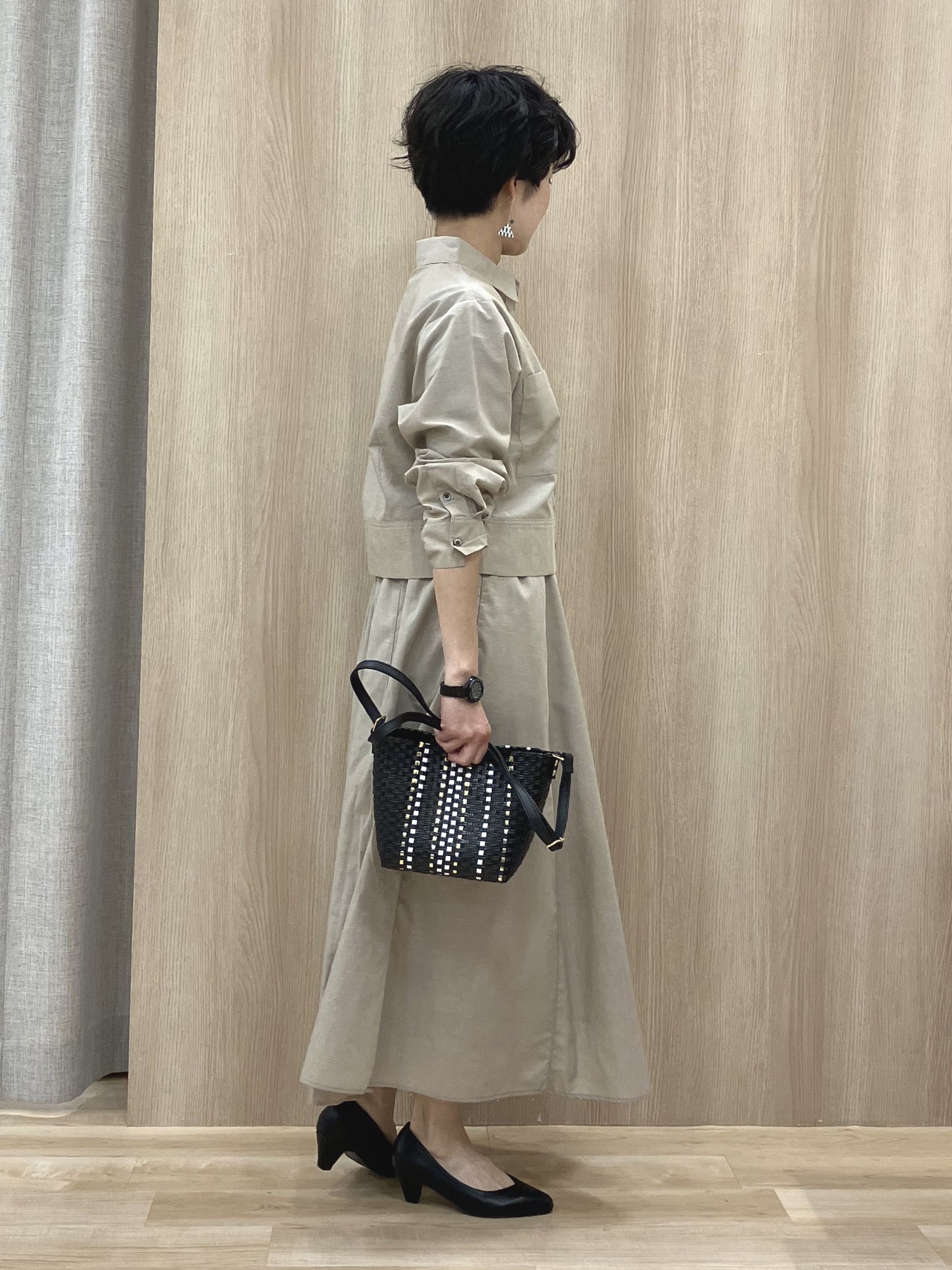 Keiさんの「grove｜【貴島明日香さん着用／イージーケア／接触冷感】麻混クロップドシャツ」を使ったコーディネート