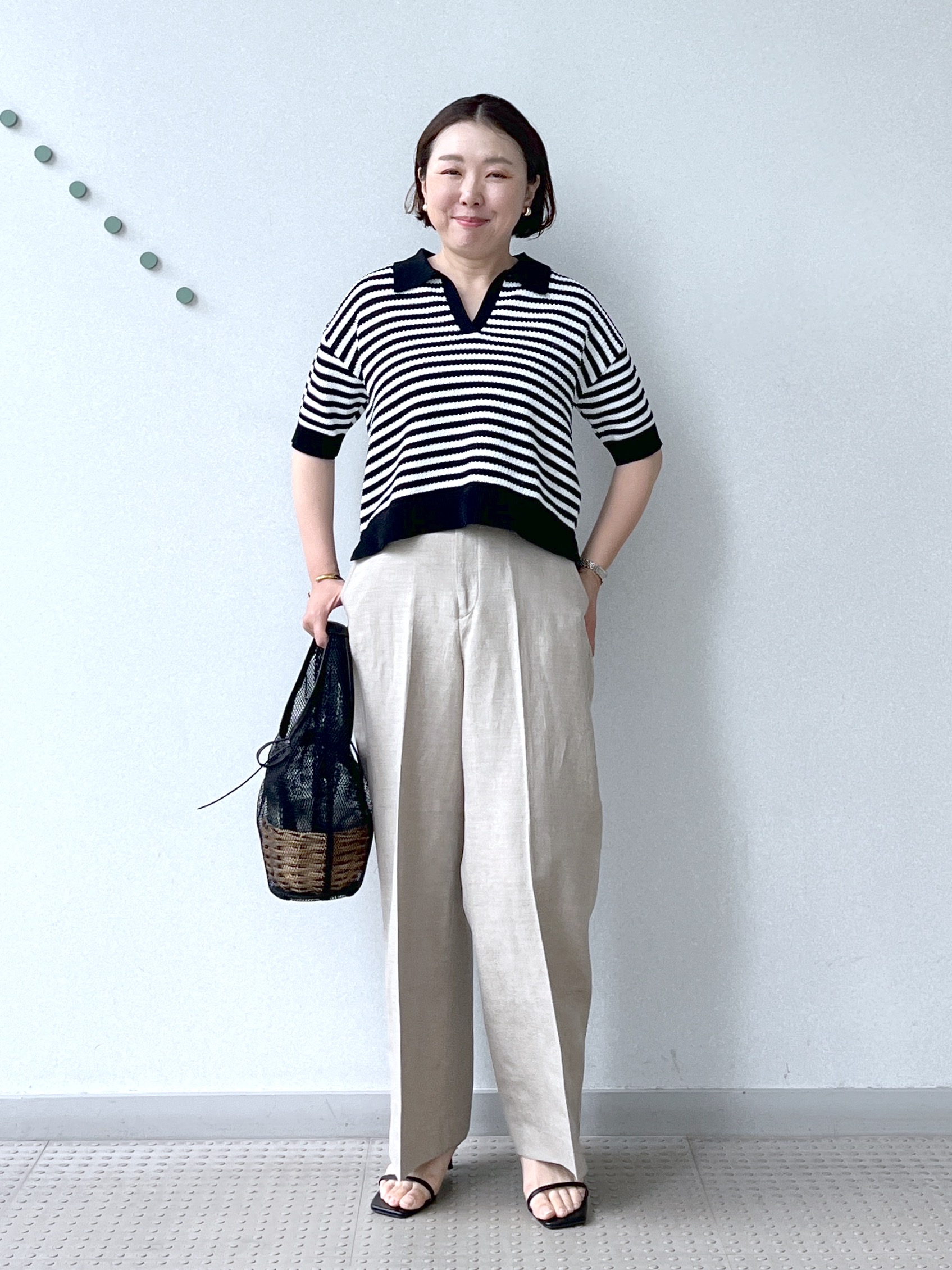 Soeさんの「DRESSTERIOR｜ウォッシャブルスキッパークロップドニット」を使ったコーディネート