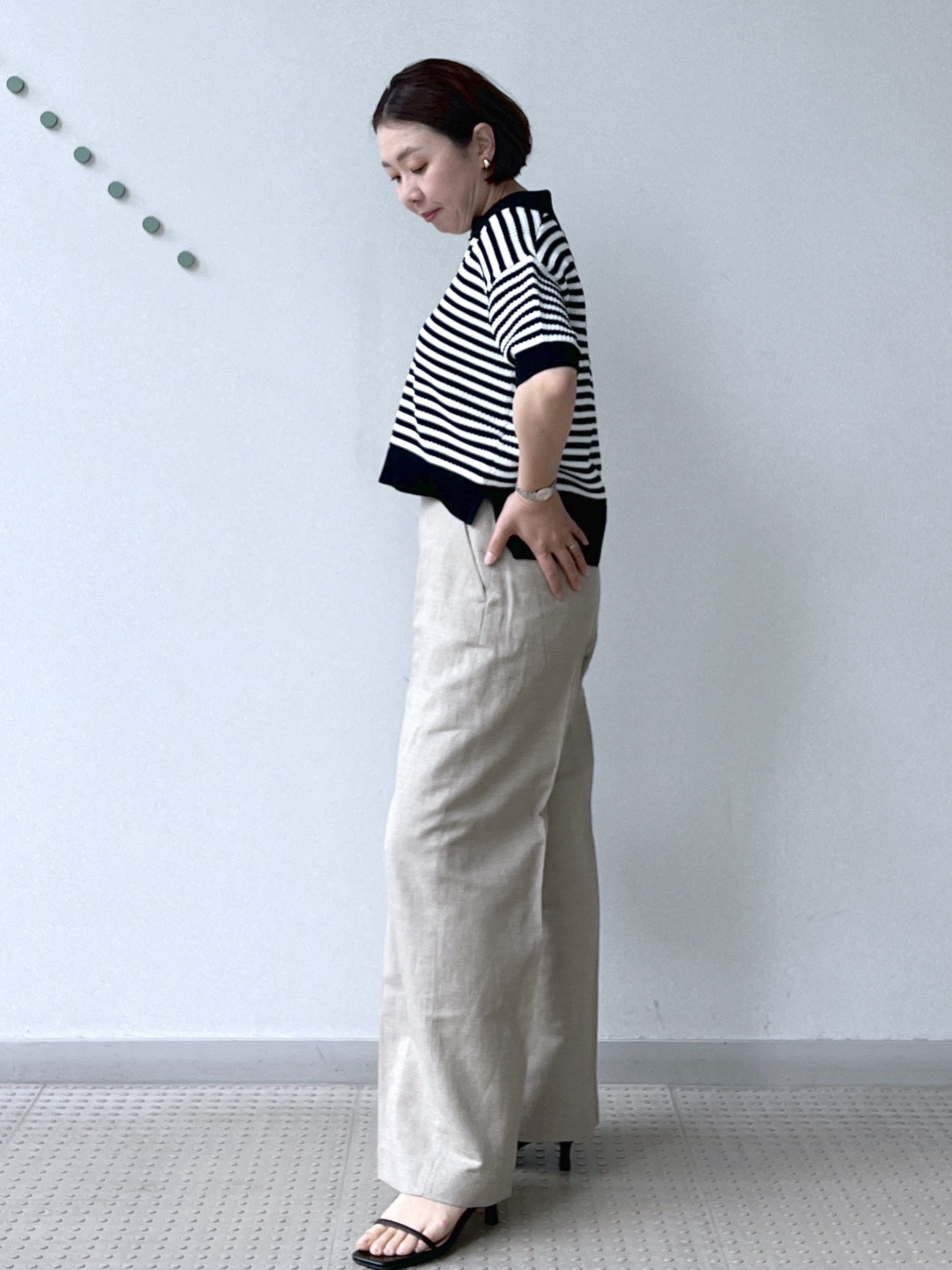 Soeさんの「DRESSTERIOR｜ウォッシャブルスキッパークロップドニット」を使ったコーディネート