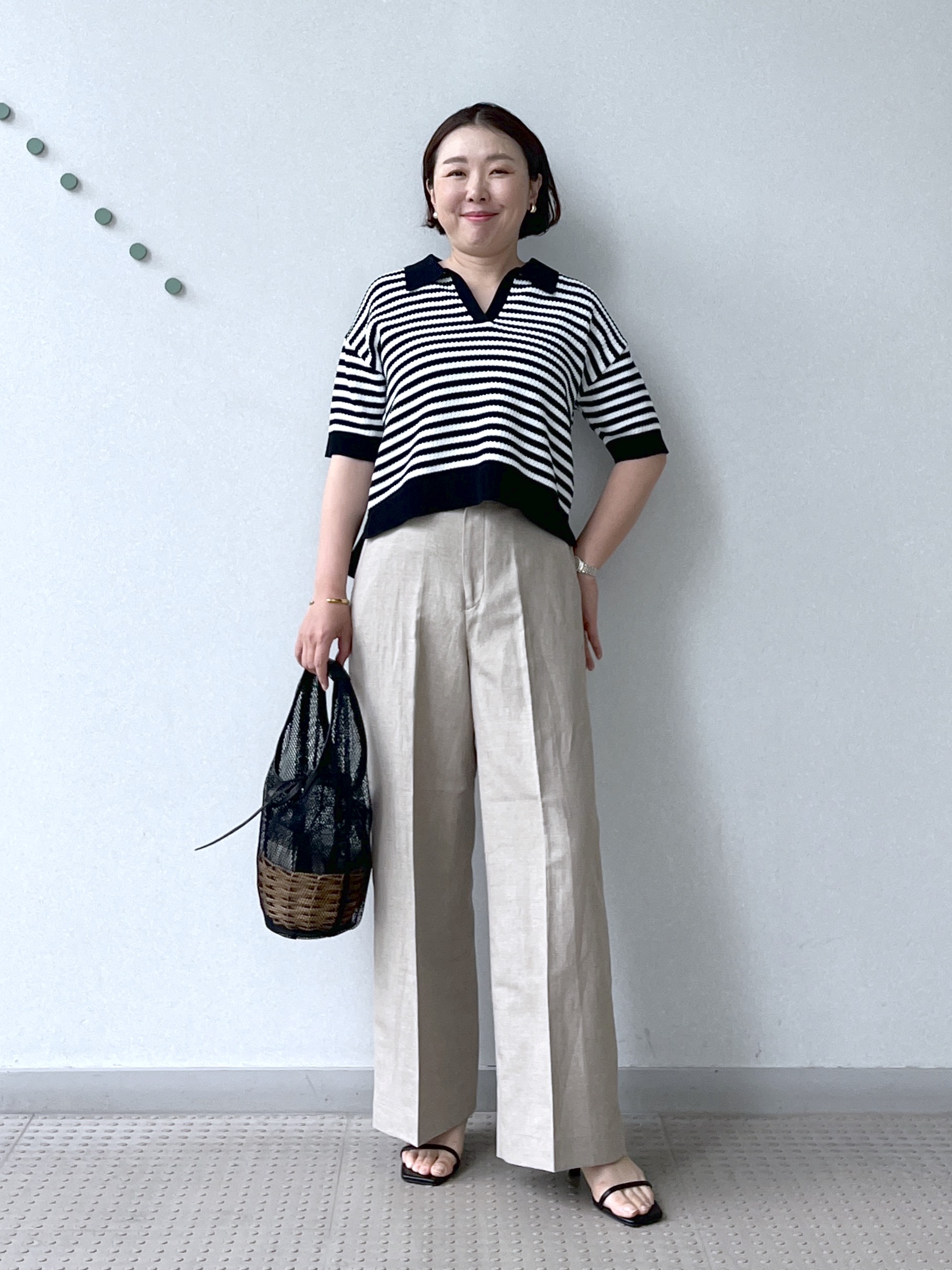 Soeさんの「DRESSTERIOR｜ウォッシャブルスキッパークロップドニット」を使ったコーディネート