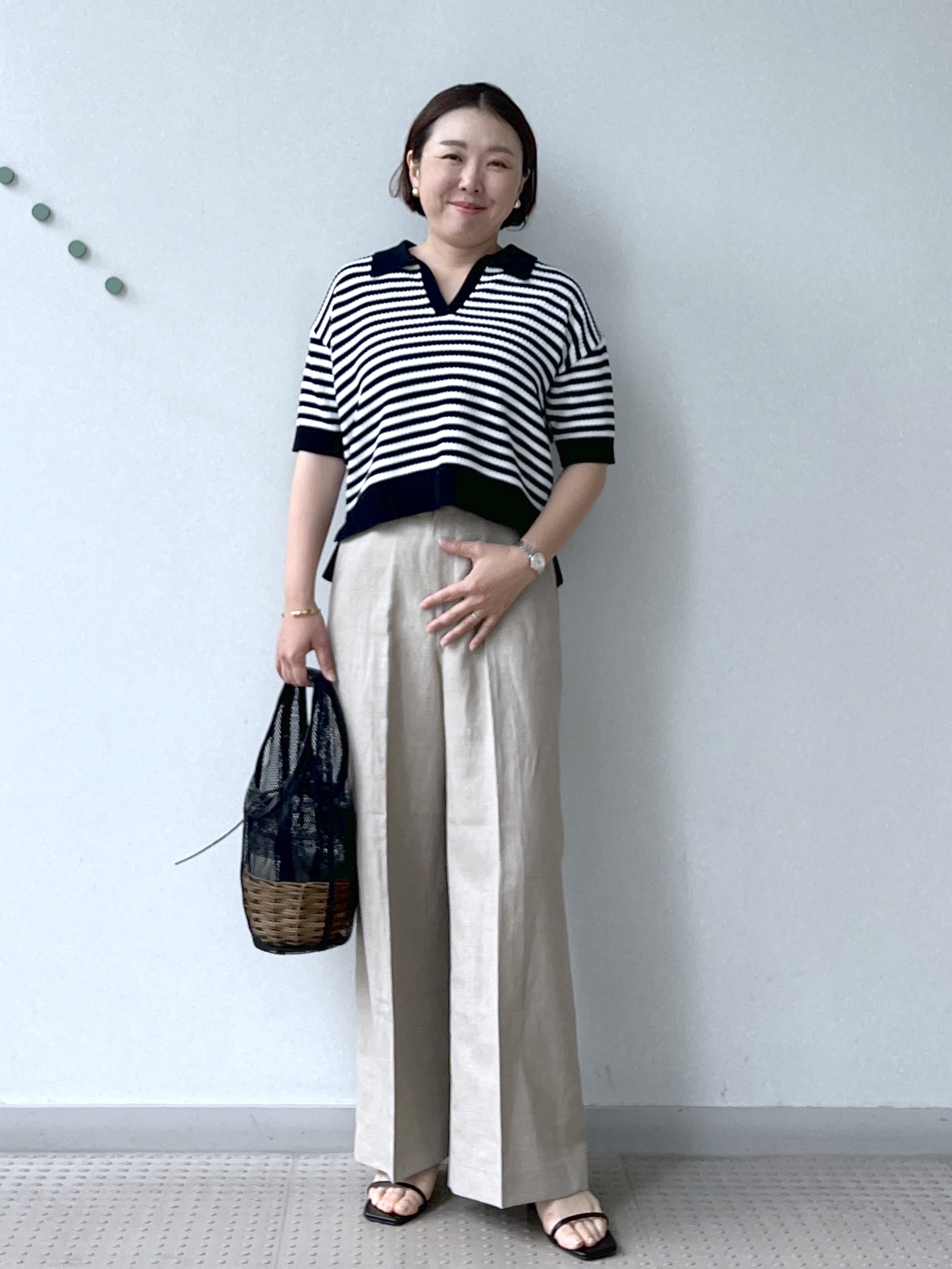 Soeさんの「DRESSTERIOR｜ウォッシャブルスキッパークロップドニット」を使ったコーディネート