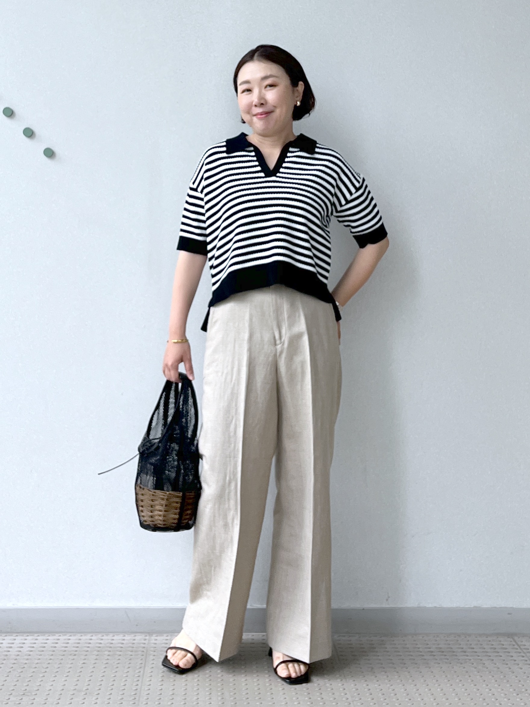 Soeさんの「DRESSTERIOR｜ウォッシャブルスキッパークロップドニット」を使ったコーディネート