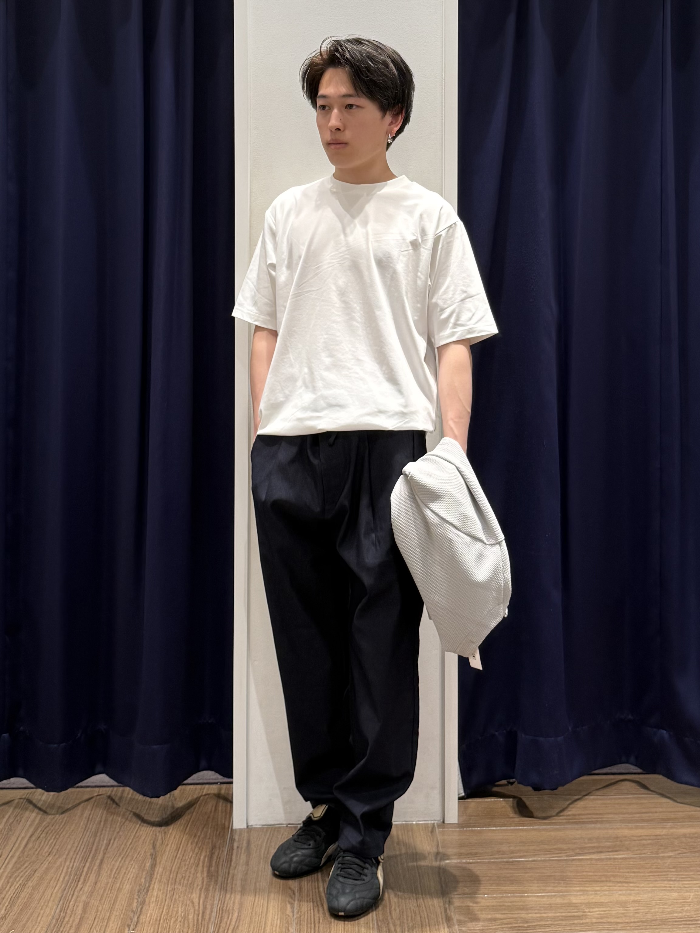 カシマさんの「THE SHOP TK｜【2点セット】カーディガン＋半袖Tシャツ 洗濯機OK」を使ったコーディネート