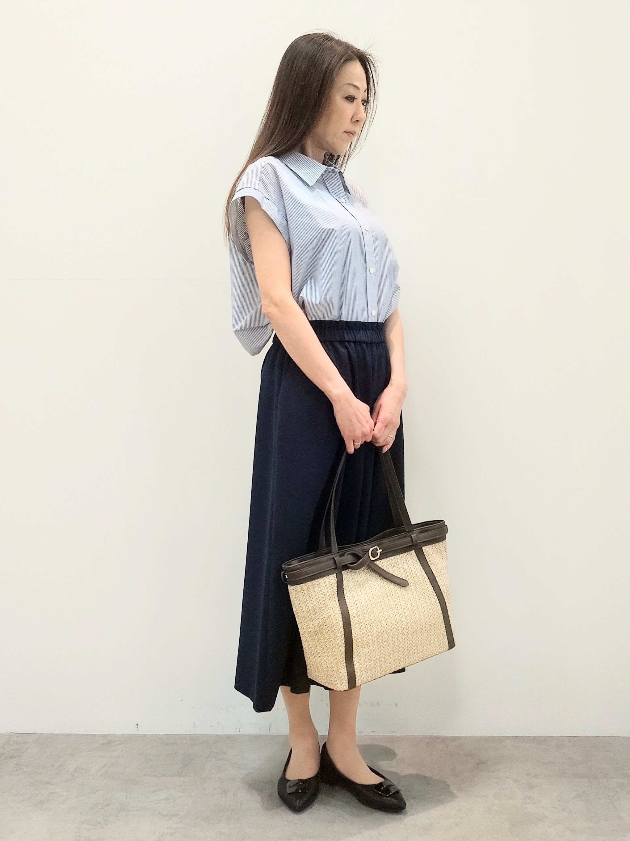 yoshiさんの「Reflect｜【接触冷感】フレンチスリーブシャツブラウス」を使ったコーディネート