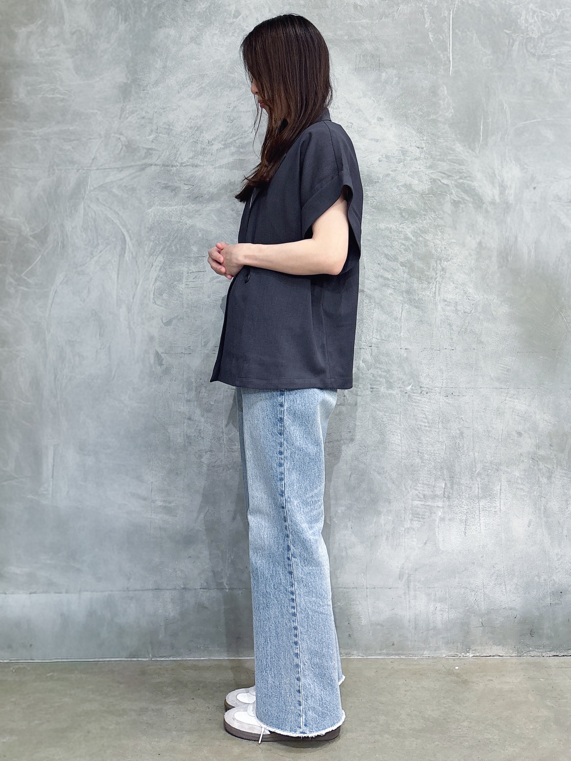 misaさんの「THE SHOP TK｜【夏の通勤スタイルに】涼やかな着心地 麻調ダブルブレストジャケット」を使ったコーディネート