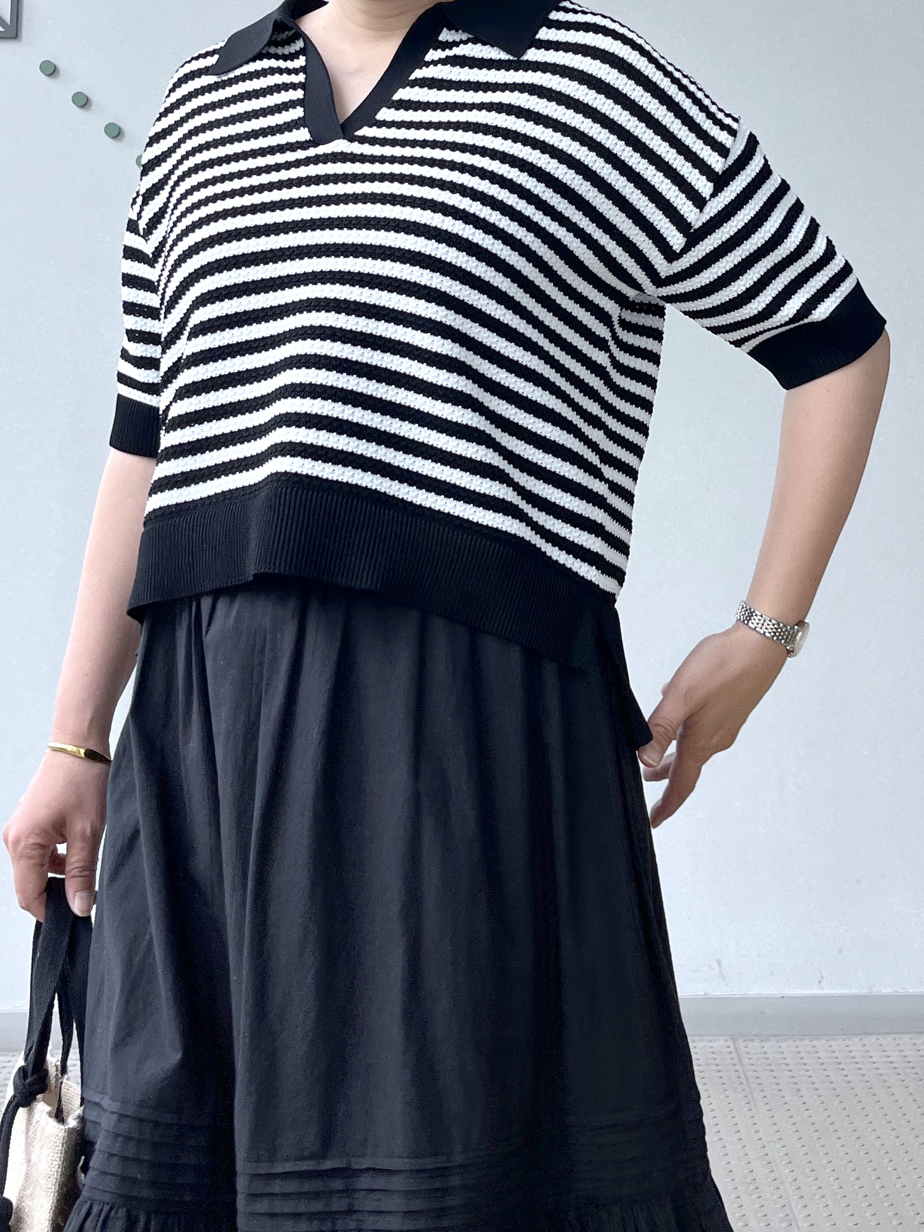 Soeさんの「DRESSTERIOR｜ウォッシャブルスキッパークロップドニット」を使ったコーディネート