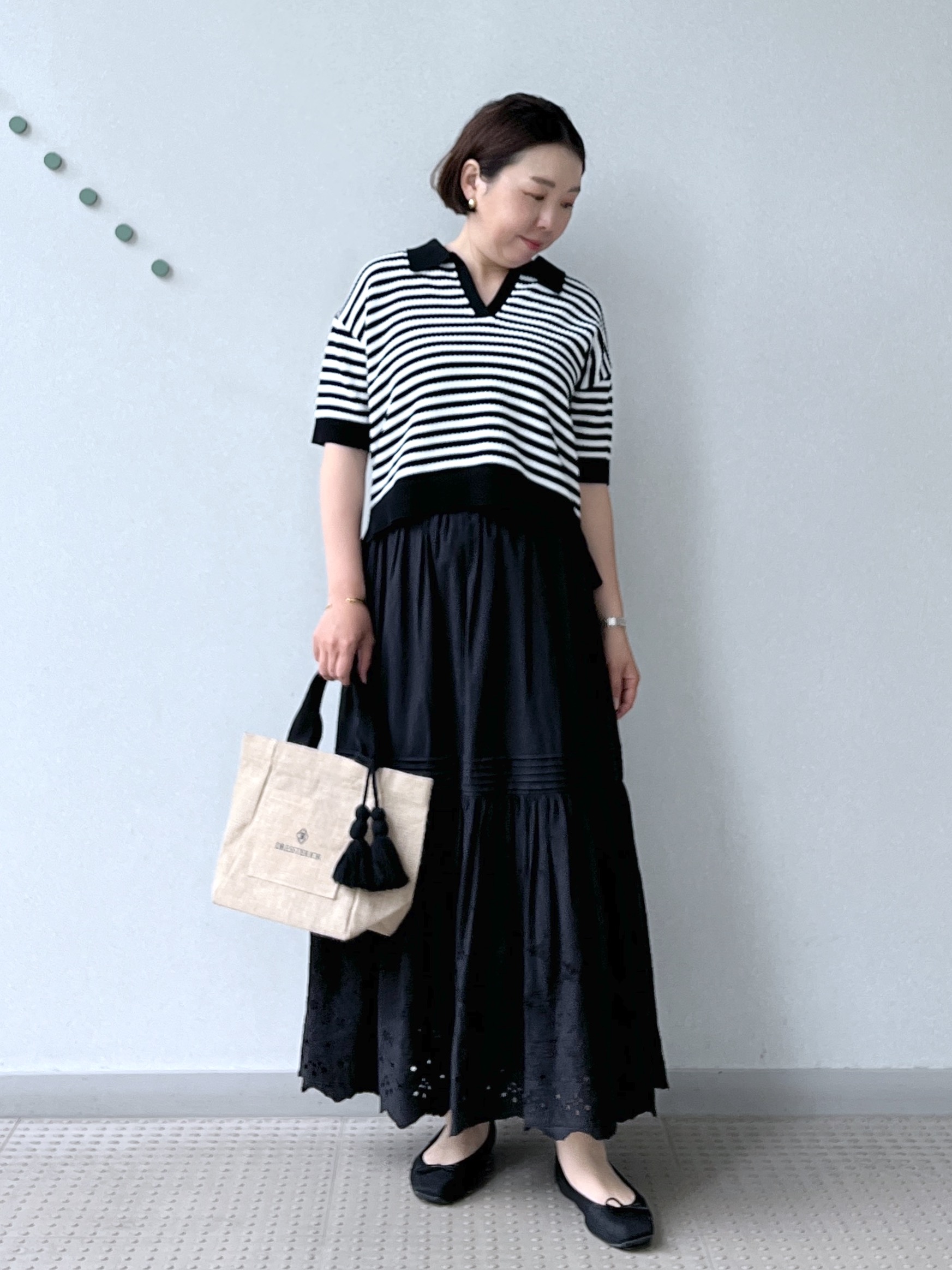 Soeさんの「DRESSTERIOR｜ウォッシャブルスキッパークロップドニット」を使ったコーディネート